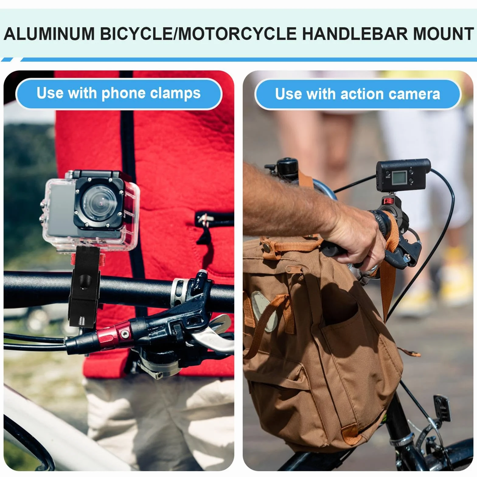 Obrotowy Uchwyt Kamery Motocyklowej 360 Stopni Zaciskowy na Kierownice do GoPro Insta360 DJI Osmo (22-32mm)