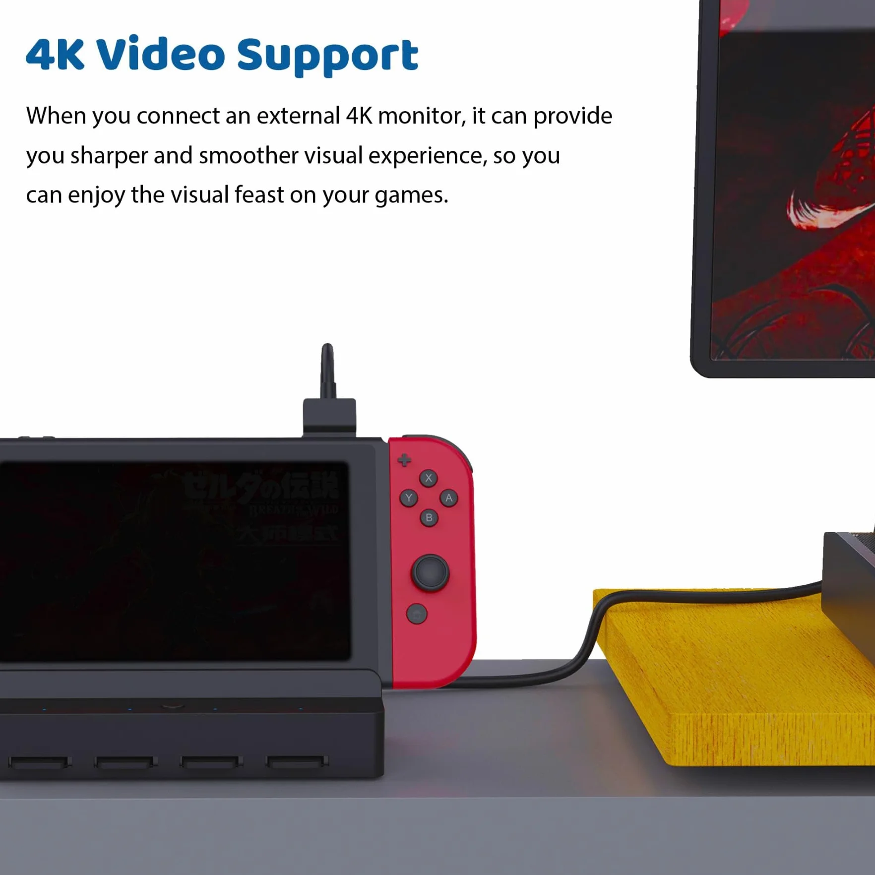 DOBEWINGDELOU czytnik kart do Switch/Switch OLED TV stacja ładująca DOBEWINGDELOU akcesoria uchwyt na karty do szybkiego przełączania PD Charing, 4K HDMI, port USB 3.0, wyświetlacz LED