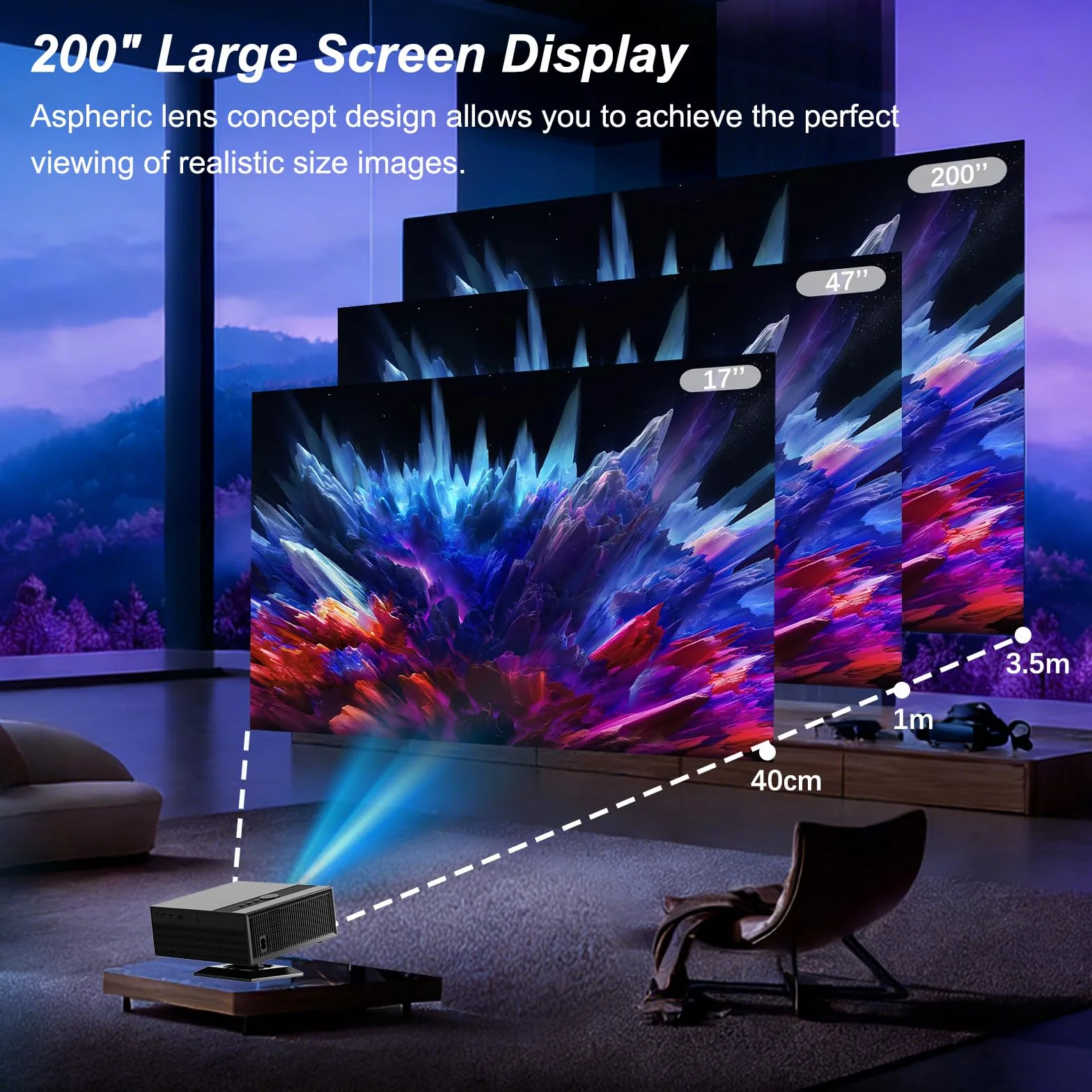 Inteligentny projektor 8K [kompatybilny z Netflix] 30000 lumenów, autofokus/automatyczna korekcja trapezu, projektor WiFi6 Bluetooth, 8K kina domowego, projektor wideo na zewnątrz z obrotowym o