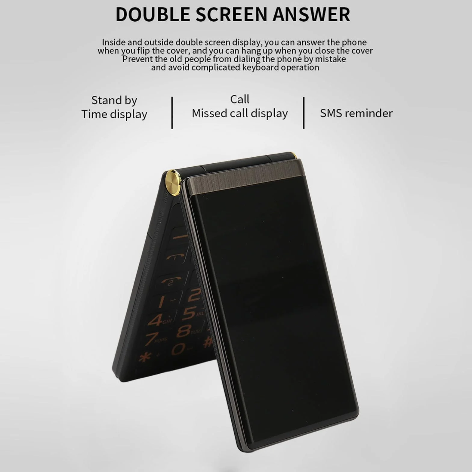 Telefon z klapką dla Seniorów, Odblokowany Telefon z klapką 2G Telefon z klapką z Dużym Przyciskiem dla Seniorów, 3-calowy Telefon z klapką dla Osób Starszych, Podwójny Tryb
