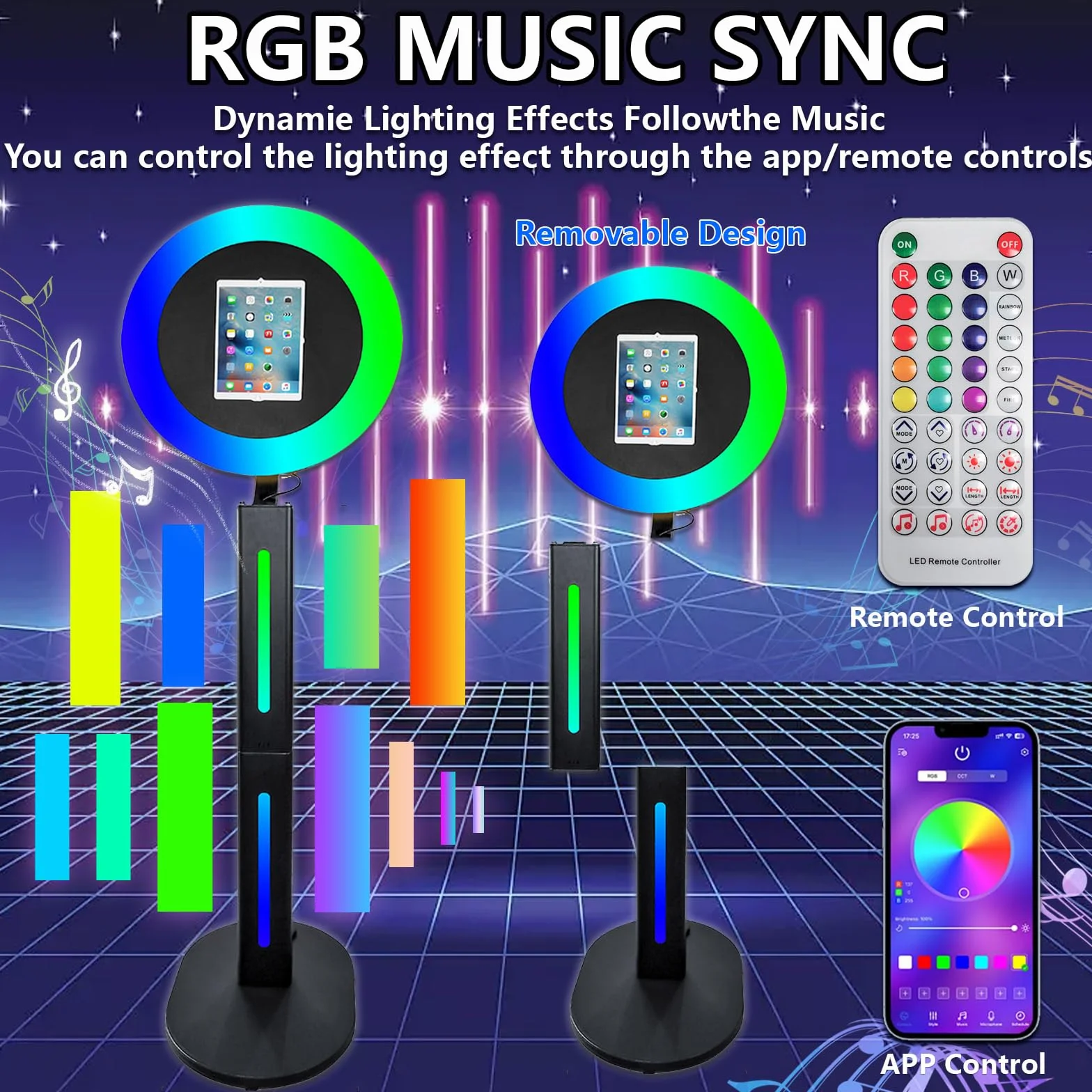 Przenośna fotobudka kompatybilna z iPadem 25.9 cm 27.7 cm 27.9 cm 32.8 cm 32.8 cm 33'' urządzenie do selfie z pierścieniem LED RGB i etui lotnicze na wydarzenia, wynajem weselny (czarna, fotobudka do