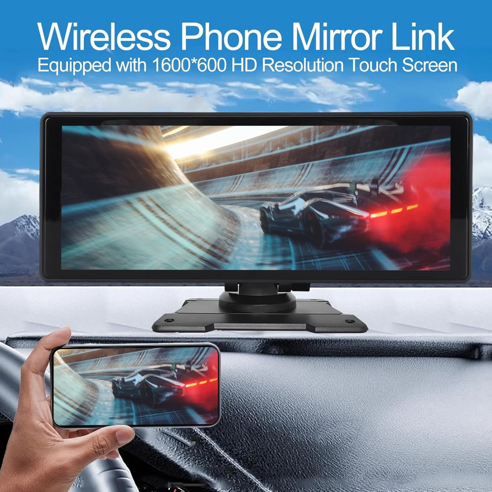 Bezprzewodowy Samochodowy Zestaw Stereo o Przekątnej 10,26 Cala do CarPlay dla Systemu Android, Przenośny Odtwarzacz Multimedialny z Ekranem Dotykowym IPS i kamerą Cofania 1080p,