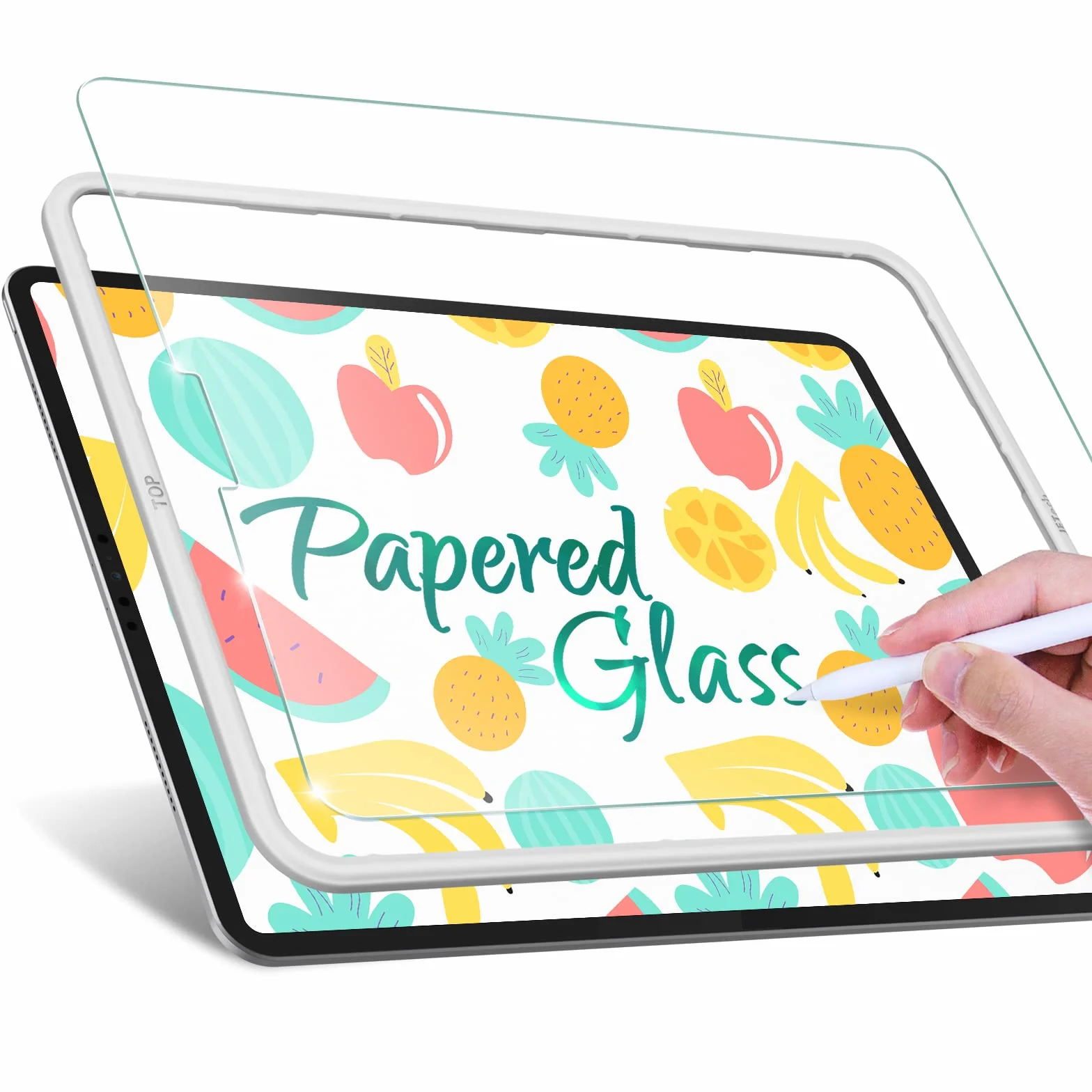 JETech Ochraniacz Ekranu Papierowy dla iPad Pro 12.9 Cala 2022/2021/2020/2018 (6./5./4./3. Generacji) z Łatwa Instalacja Rama, Szkło Hartowane z Folia Papier-Matowa Skończy Antyodblaskowe, 1 Paczka