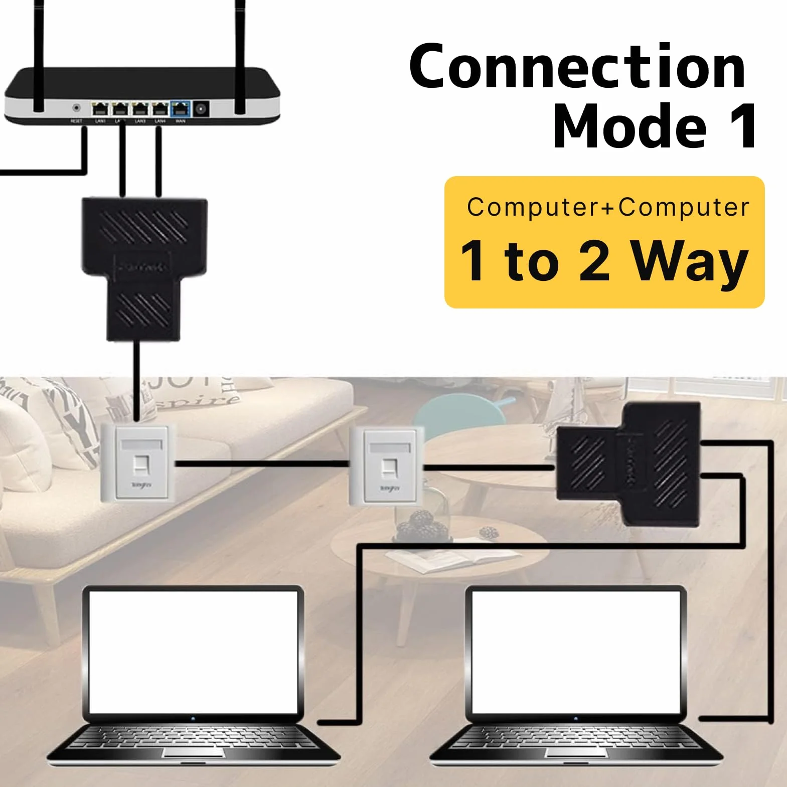 2 sztuki dzielników RJ45, przełącznik Ethernet Splitter, dwuportowy adapter złącza sieciowego, konwerter kabla internetowego typu plug and play