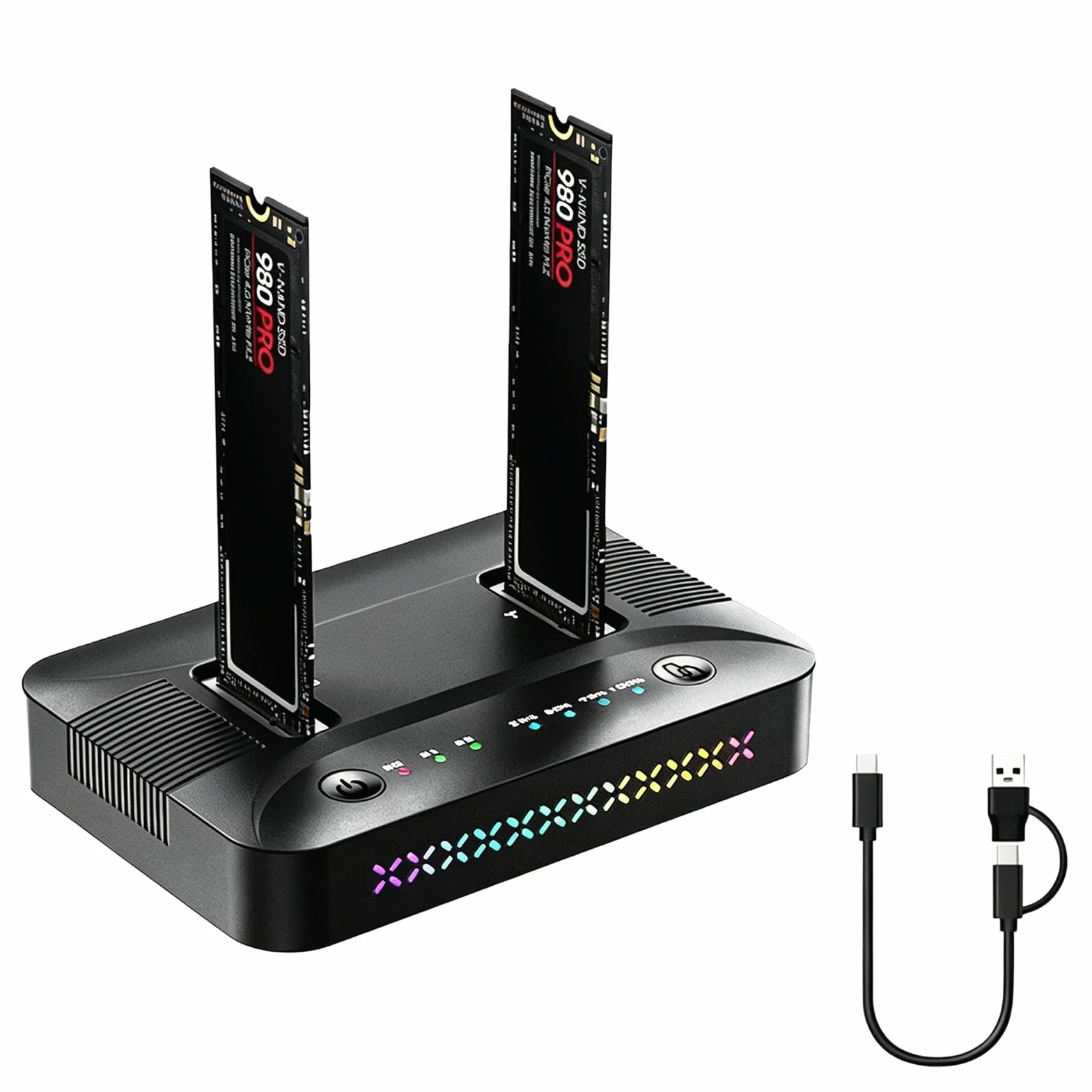 M.2 NVMe SATA SSD Clone Dock, USB 3.2 Gen 2 x 2 20 Gbps Dual Bay M2 NVMe SSD obudowa Docking Station Reader Duplicator z klonowaniem offline dyski twarde, stacja dokująca Clone Station do 2230/2242