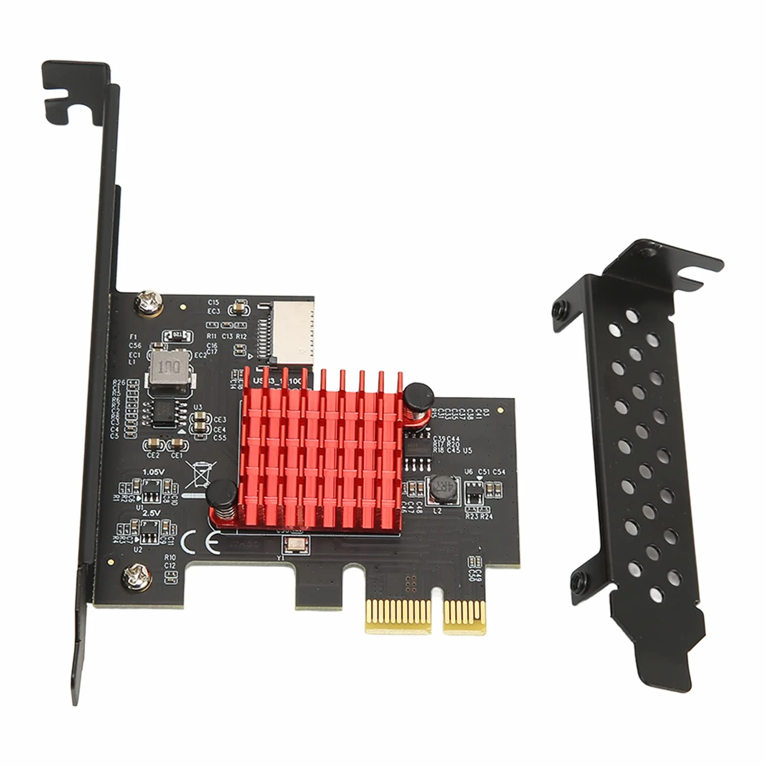 Karta Rozszerzeń USB3.2 GEN2 z Przodu TYP E, Obsługa Adaptera Przedniego Panelu USB 10 Gb/s KLUCZ A TYP E Karta Rozszerzeń Interfejsu PCIE 3.0 2X dla dla (ASM3142 Sterowanie główne)