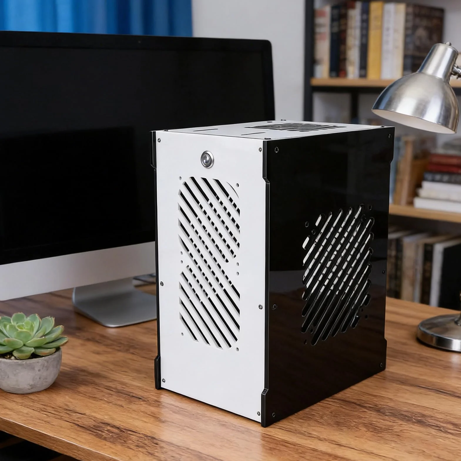 Asixxsix Mała Obudowa Komputera PC, Kompaktowa Obudowa Komputera ITX 10,5 L z Otwartym, Pustym w środku Chłodzeniem 360 Stopni, Obsługa Płyty Głównej ITX Zasilacze SFX SFX L Panel