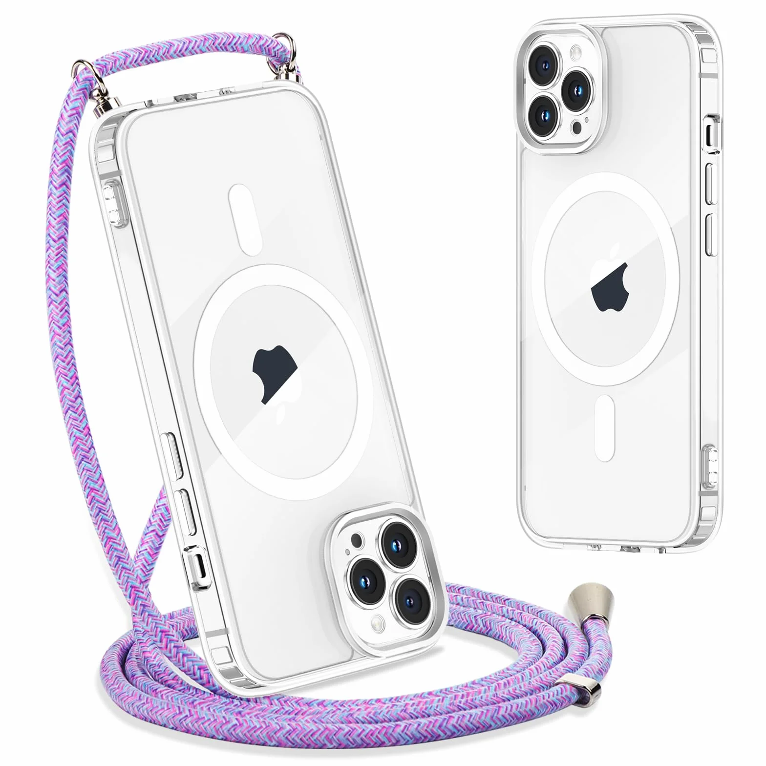 Yoedge Etui na iPhone 16 Pro Max przezroczyste magnetyczne Magsafe silikonowe TPU z paskiem 17,5 cm