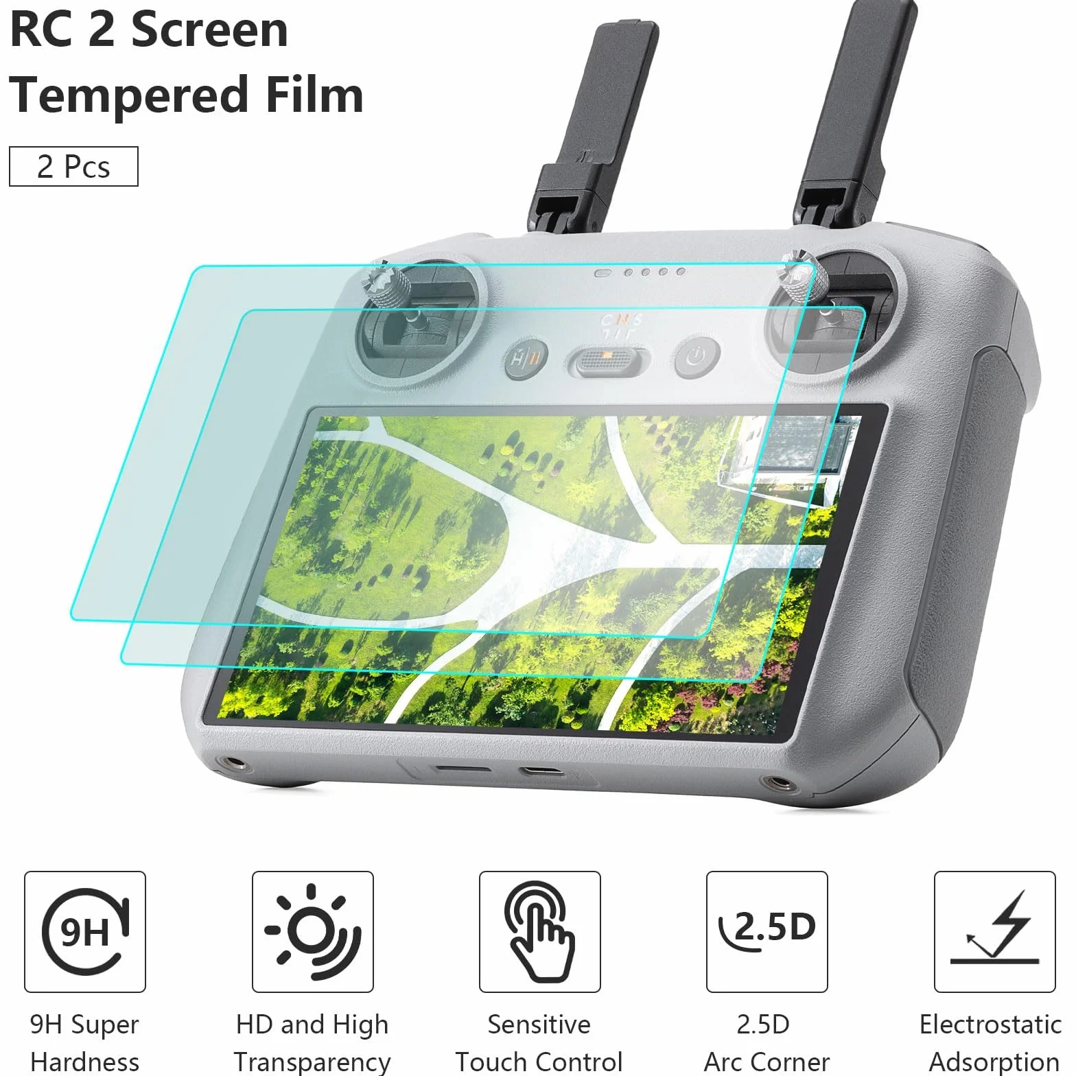 FPVtosky Zestaw ochraniaczy 3 w 1 RC 2 do DJI Mini 5/4 Pro i Air 3s, zawiera osłonę przeciwsłoneczną, smycz, 2 x ochraniacz ekranu, akcesoria DJI RC 2 i Air 3s