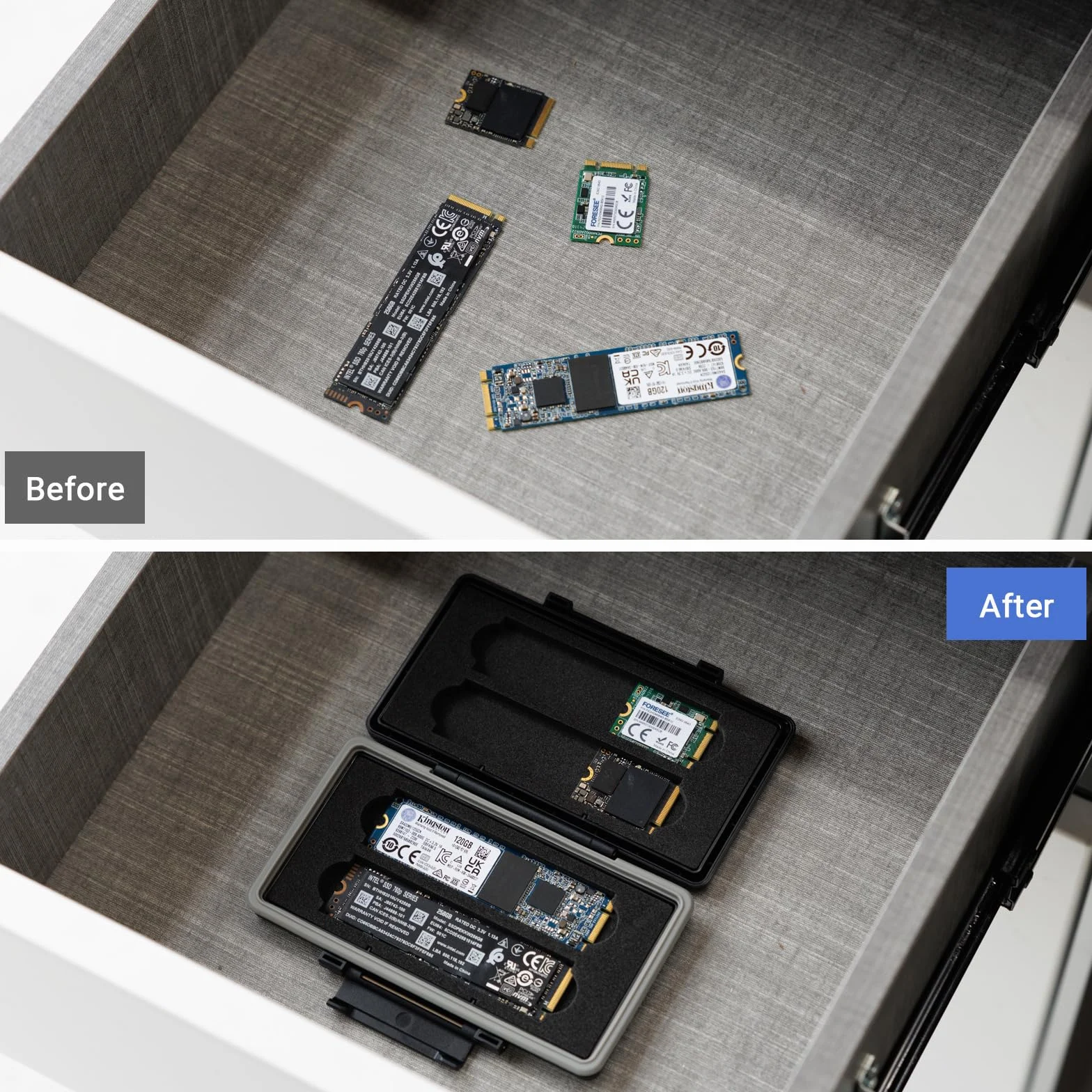 Compact M.2 2280 2260 2240 2242 2230 Case, 4 gniazda M.2 SSD Holder Box, M.2 NVMe 2280 wewnętrzny dysk twardy półprzewodnikowy, wodoodporny, pyłoszczelny, odporny na wstrząsy