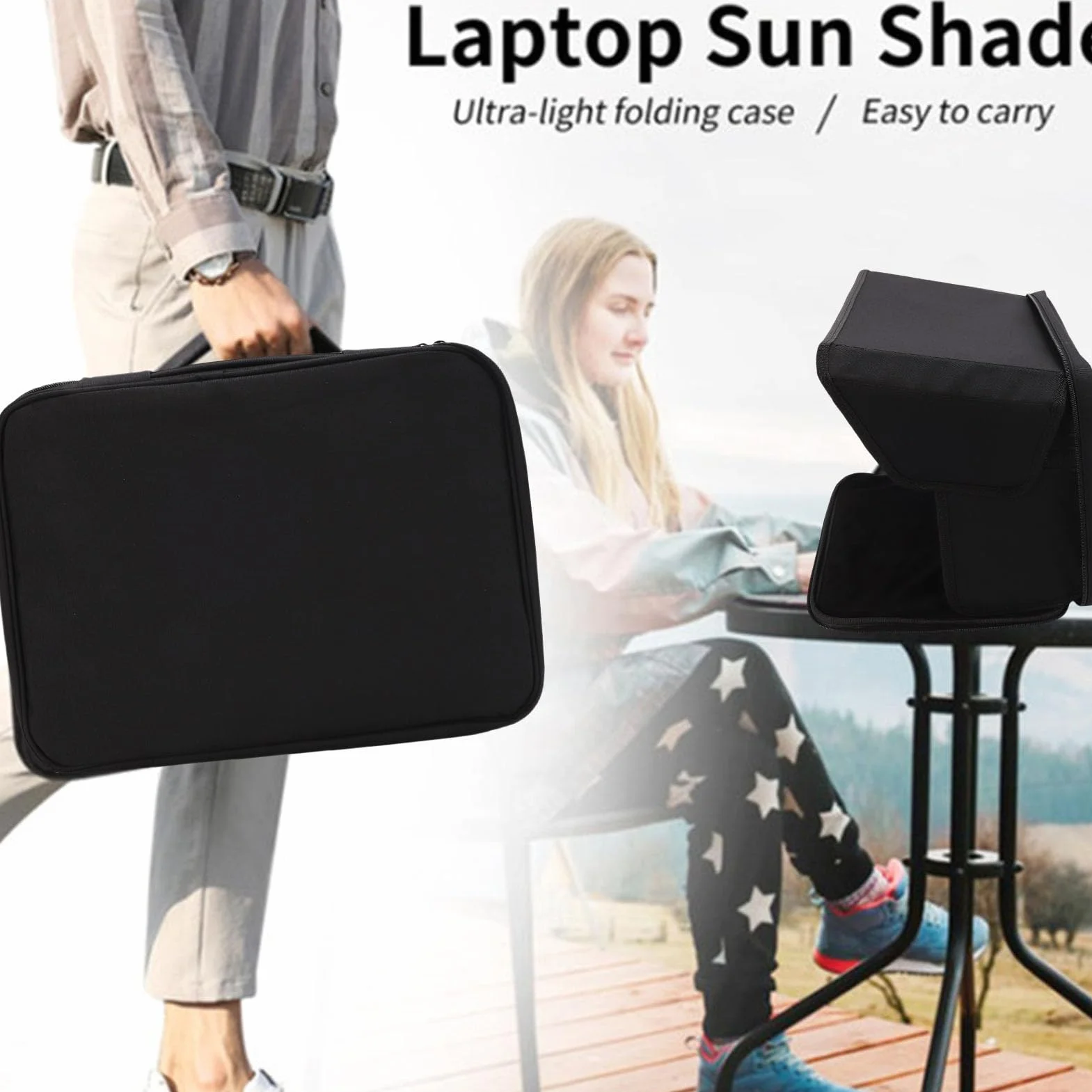 ViaGasaFamido Osłona Przeciwsłoneczna na Laptopa, Składana, na Laptopy 12-14 Cali, Czarna