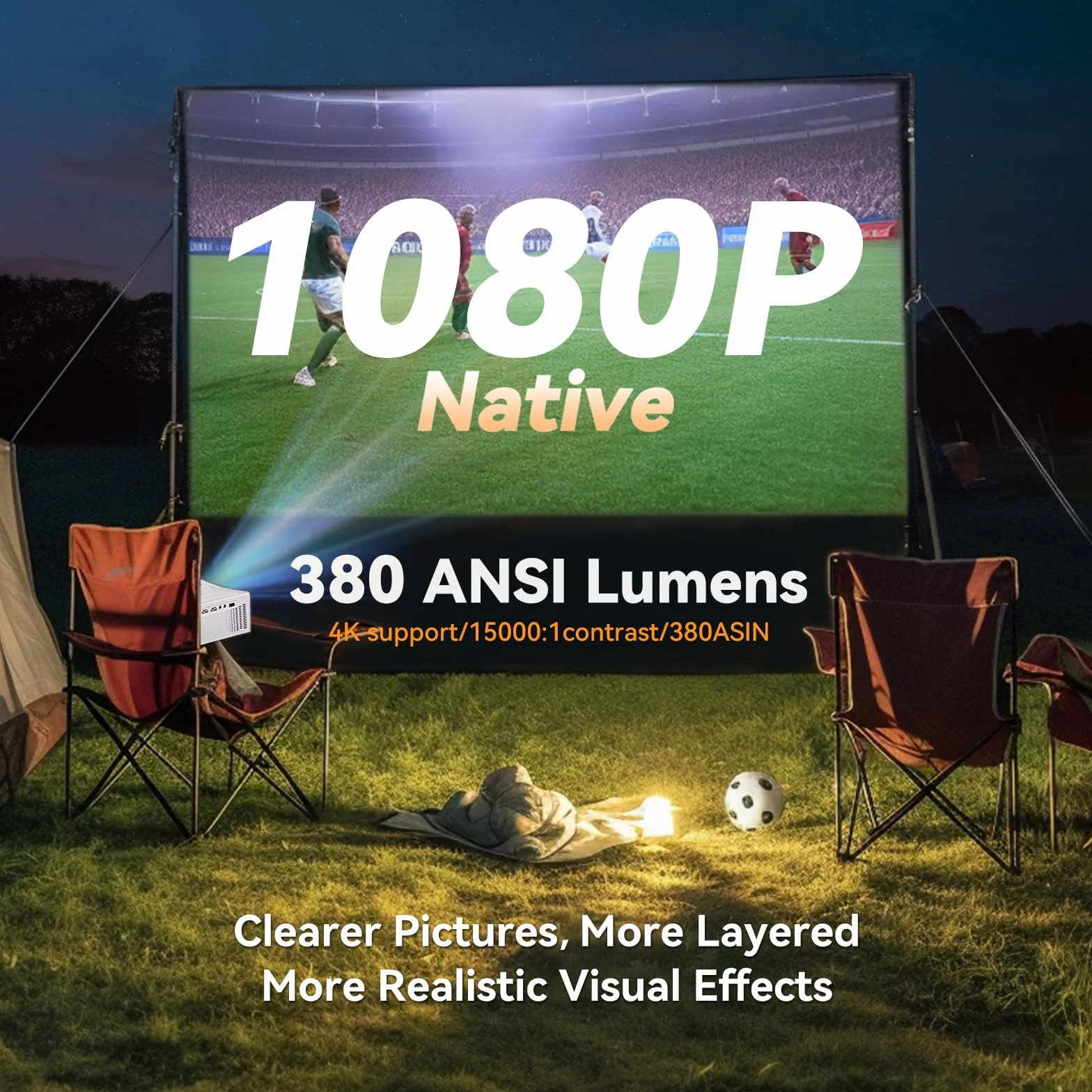 5G WiFi Bluetooth Projector, Natywna interwencja 1080P Natywna Projektor Filmowy z 350-calowym wyświetlaczem, 18000L Projektor wideo do kina domowego kompatybilny z 4K,