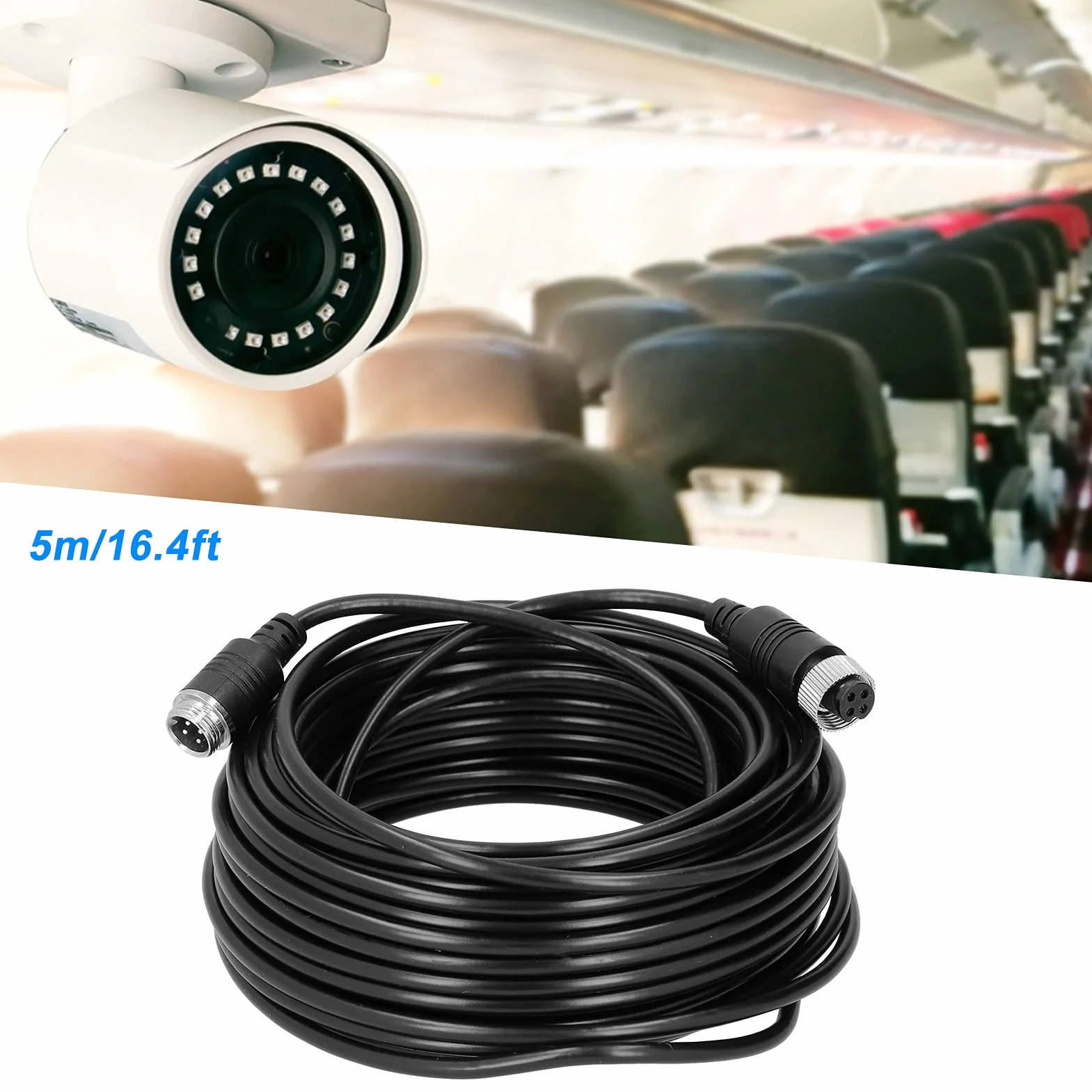4-pinowy Przedłużacz Wideo Samochodowego Kabel Lotniczy Wideo Dc 12v Przedłużacz Zasilający do Monitora Auto Truck Bus(5m),Drut i kabel