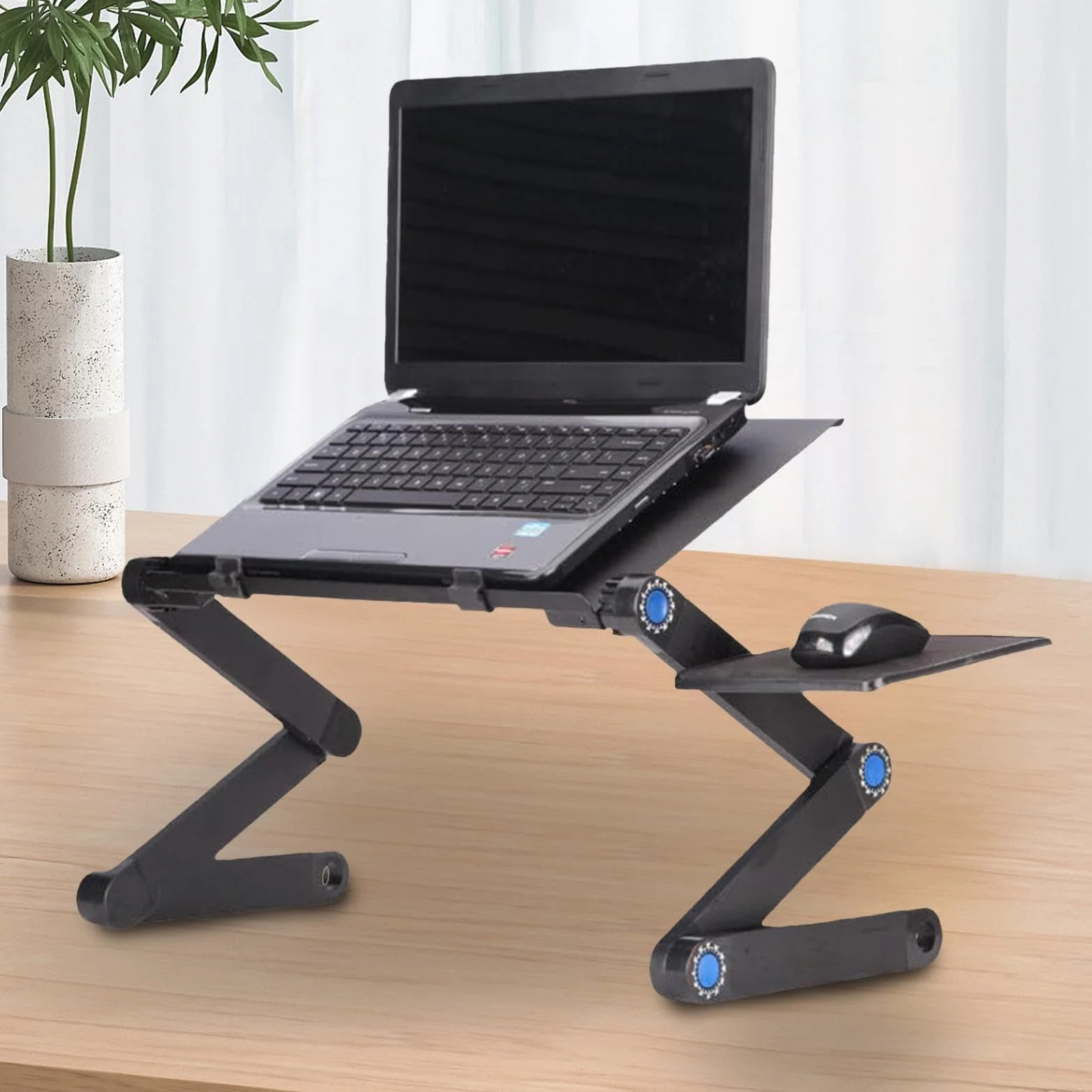 Składane biurko na laptopa do łóżka, przenośny stolik na laptopa z podkładką pod mysz i klipsem, regulowany stojak na laptopa do domowego biura, nauki, gier, oszczędność miejsca