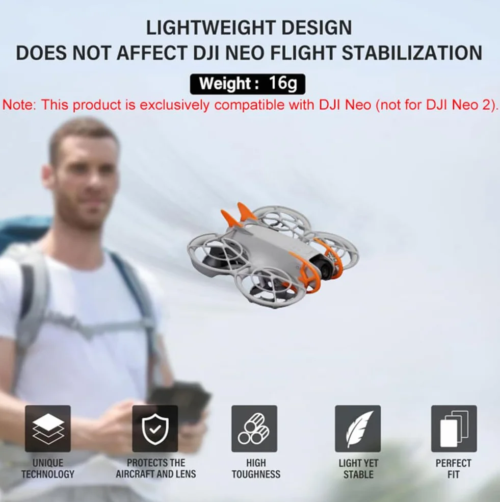 Osłona zderzaka i osłona ogona do akcesoriów DJI Neo, ultralekki materiał ABS, ochrona antykolizyjna do kamery drona DJI Neo / z tyłu, kompatybilne z osłoną gimbala, pomarańczowe