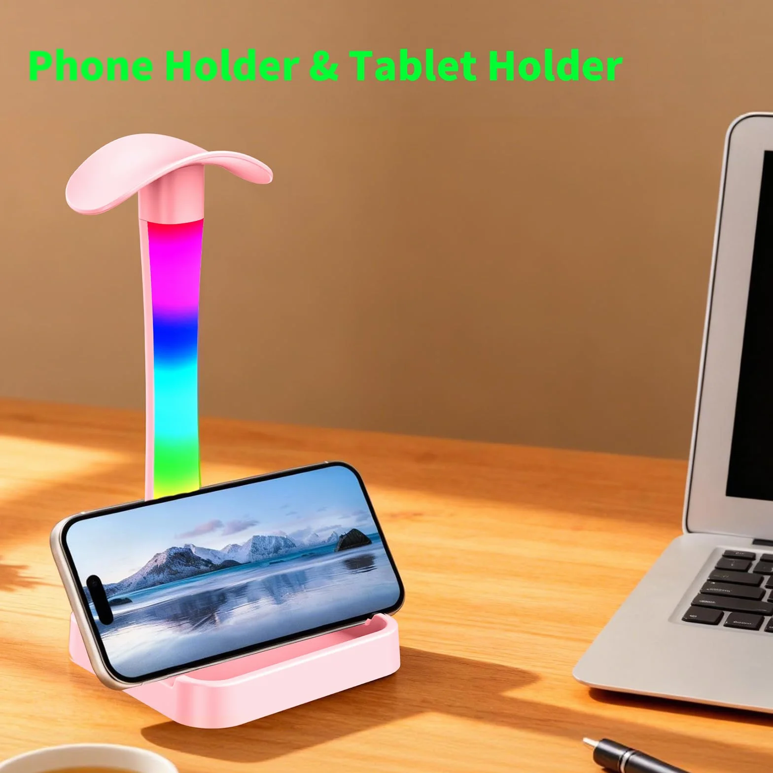 Stojak na słuchawki z ładowarką, stojak na słuchawki gamingowe z trybem światła RGB, do stojaka Airpod Max, lampy biurkowej, uchwytu na tablet, organizer na biurko, prezenty dla graczy i