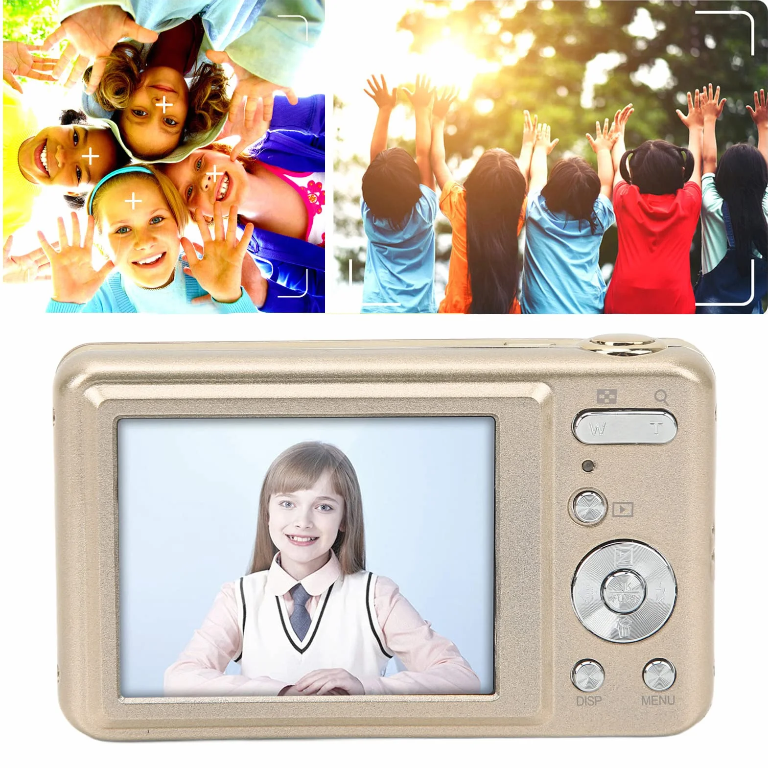 48MP Mini Aparat Cyfrowy, 2.7-calowy 8-krotny Zoom Optyczny Kamera Wideo do Vlogowania, Ekran LCD, Aparat do Selfie dla Dzieci z Torbą do Przechowywania dla Studentów, Dzieci, Nastolatków(Złoto)