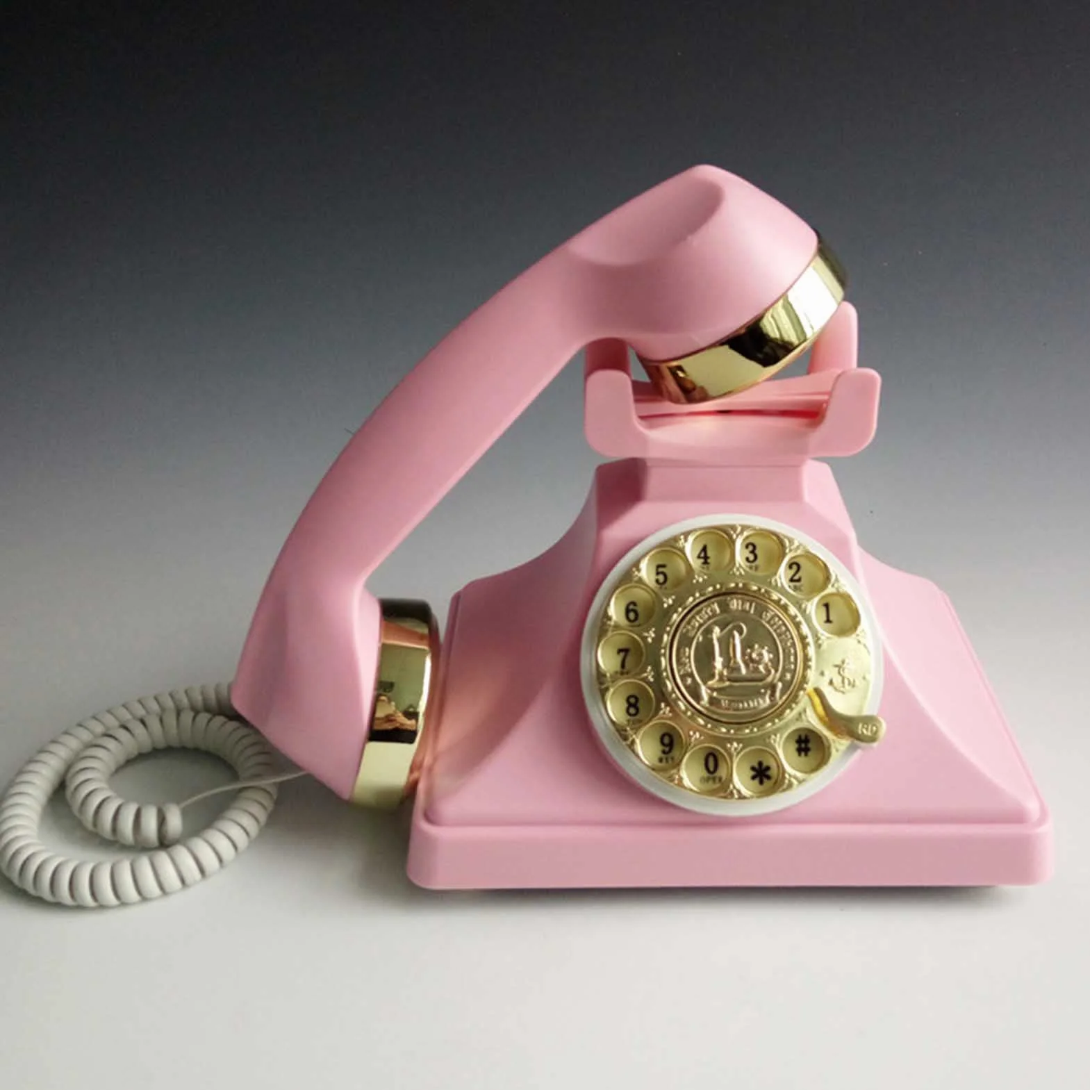 Retro staromodny telefon z obrotową tarczą, vintage mechaniczny dzwonek telefon stacjonarny telefon stacjonarny telefon biurkowy do domu, biura, baru, hotelu
