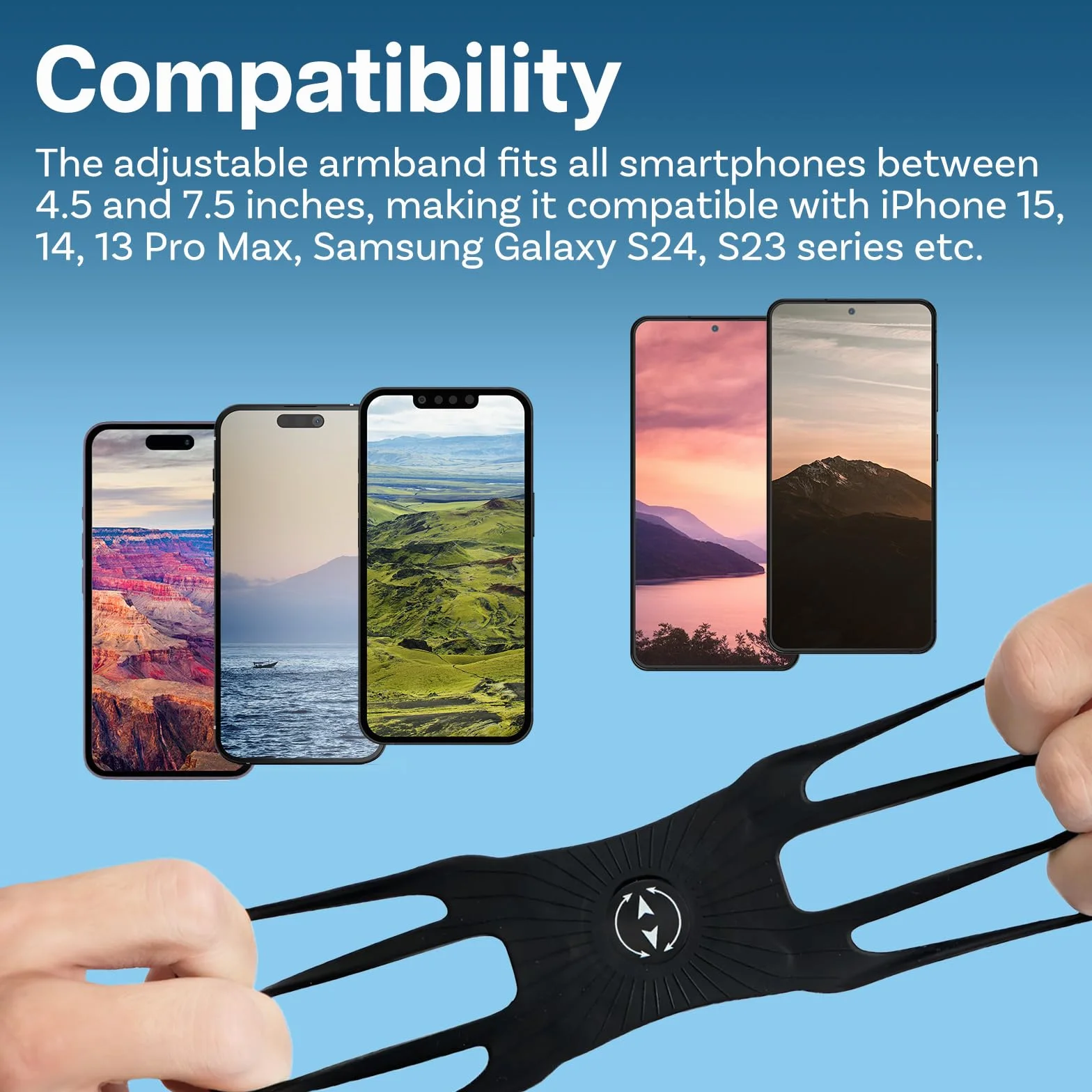 Opaska do Biegania Sportowa przez MMOBIEL – Sportowa Opaska na Telefon Komórkowy Obrotowa 360° dla iPhone 17 16 15 Pro Max, Samsung Galaxy S26 S25 S24 Series – Pasuje do Smartfonów 4.5–7.5 Cala-Czarny