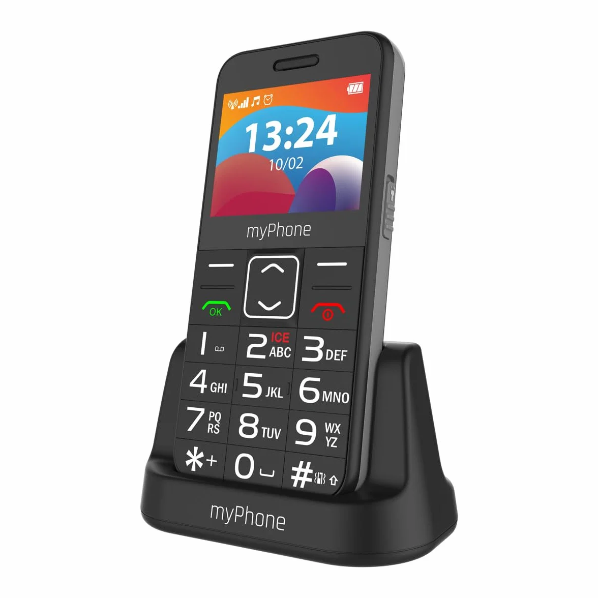 myPhone Halo 3 LTE telefon dla seniora ze stacją ładującą, 4G, przyciskiem SOS, duże przyciski, czytelny wyświetlacz i prosta Bedienung