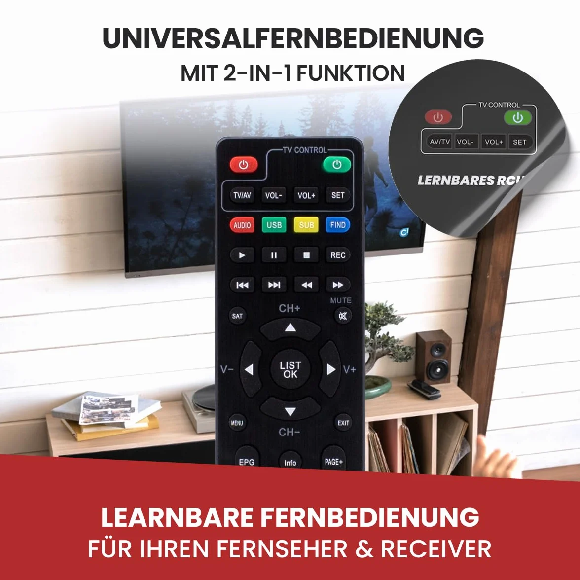 [ Test bardzo dobry, Note 1.3 *] Odbiornik satelitarny 1.3 1 x 100 VFD + pilot zdalnego sterowania dla seniorów, z funkcją nagrywania, obsługuje Full HD, cyfrowy odbiornik satelitarny do anteny