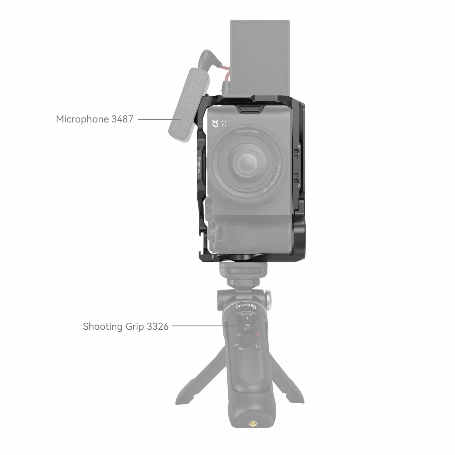 SMALLRIG Cage Zestaw Klatek dla Sony A7C II / A7CR z Zaciskiem Kablowym do HDMI, Pełnym Dostępem do Tworzenia Vlogów Klatka do Kamery Wideo dla Sony Alpha 7C II/Alpha 7CR z Ramieniem Zawiasu - 4422