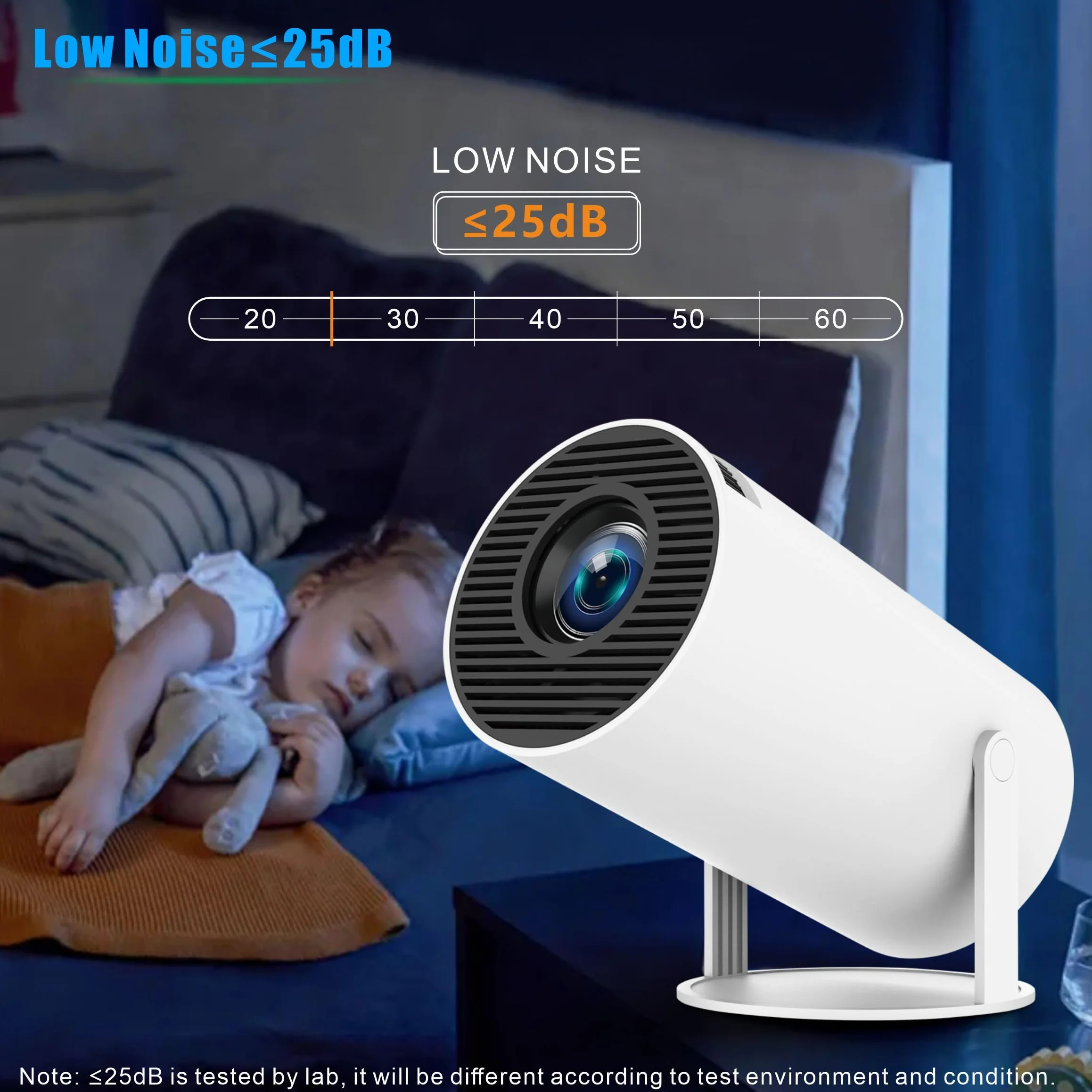 WOOPKER Mini rzutnik 4K obsługuje system Android 11, mini projektor 5G WiFi 6 BT 5.0, rzutnik, telefon komórkowy, obracany o 180°, 130 cali, nadaje się do telefonu/telewizora / PC / HDMI USB (HY