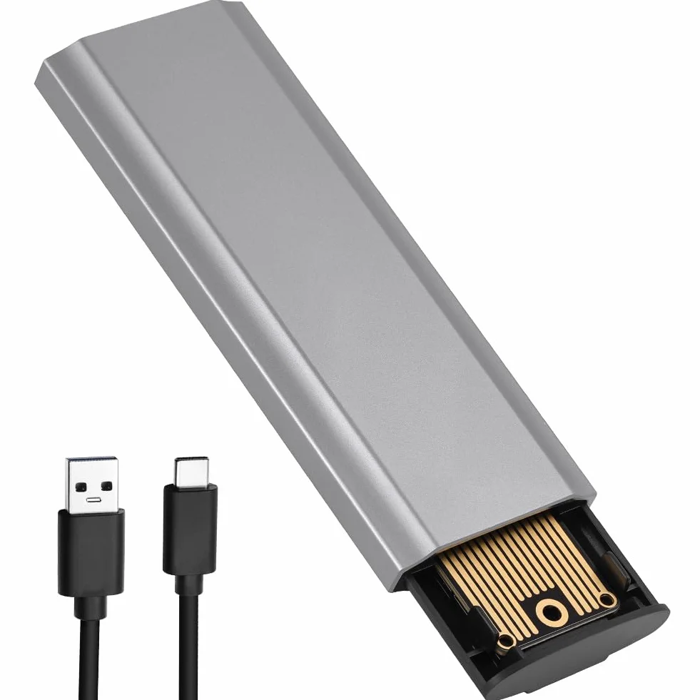 AXFEE Obudowa dysku SSD M.2 NVME, obudowa USB 3.2 Gen 2 NVMe, aluminiowe, beznarzędziowe obudowy zewnętrzne, adapter USB C NVMES 10 Gb/s, obsługa UASP i TRIM do kluczy M i M+B w dyskach SSD 2230/2242