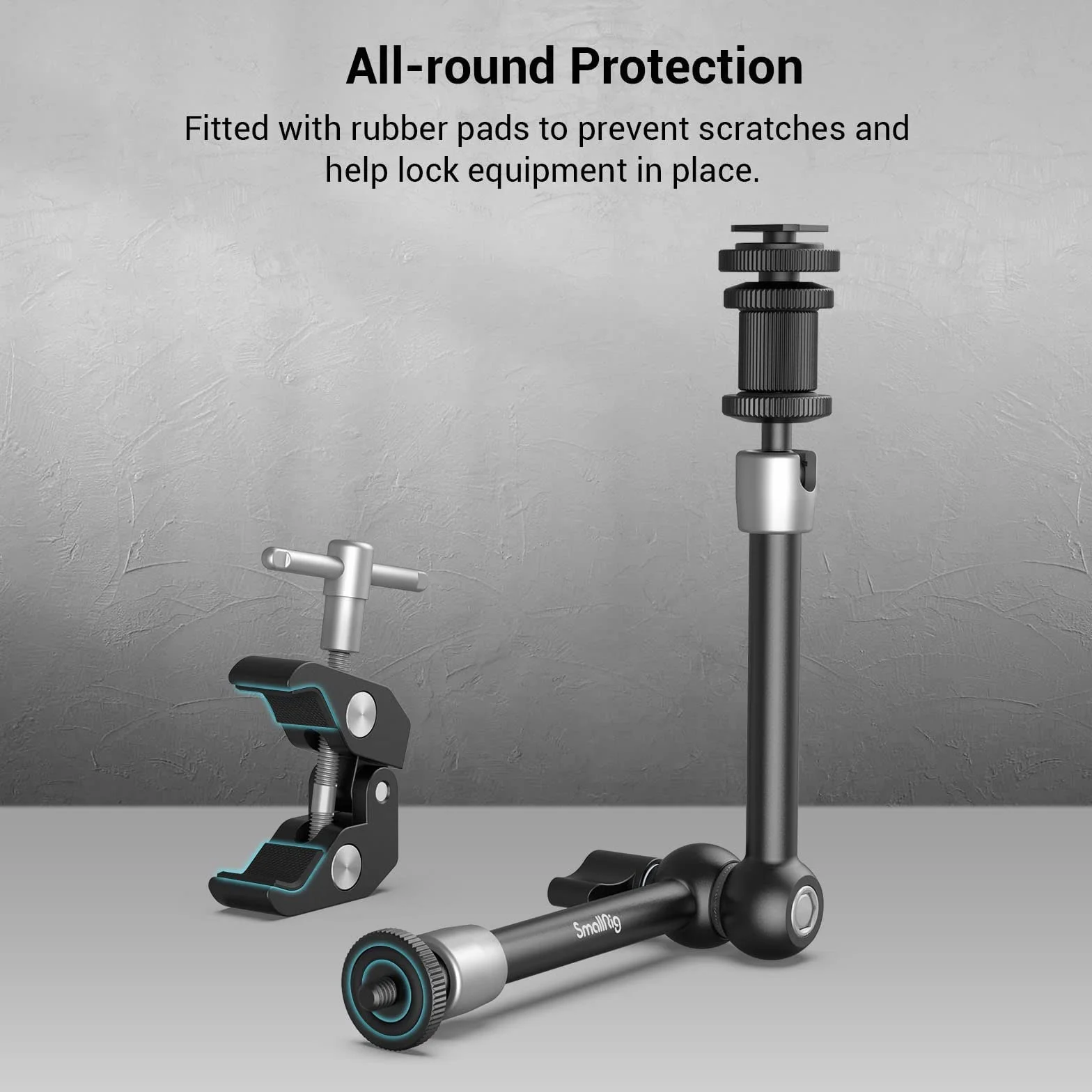 SMALLRIG Super Clamp i Magic Arm (11"), Gwintowane ramię przegubowe 1/4''-20 z Uchwytem na Zimną Stopkę do Monitor, LED Light, Mikrofonu, Magiczne ramię z Super Zaciskiem - 3726