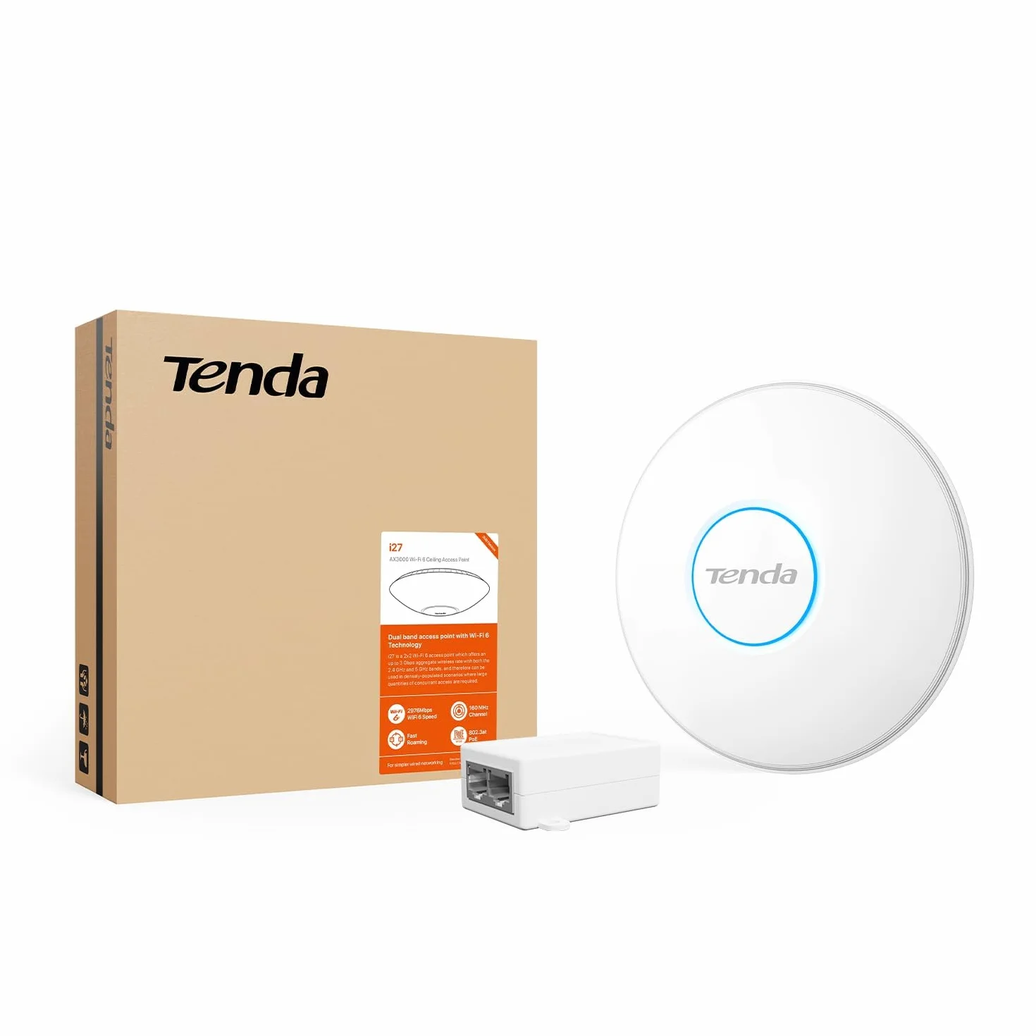 Tenda i27 Punkt dostępowy AX3000 WiFi 6 (802.11ax, 1 port Gigabit PoE+, zabezpieczenia WPA3, obsługa wielu sieci SSID, zarządzanie za pomocą aplikacji lub interfejsu internetowego)