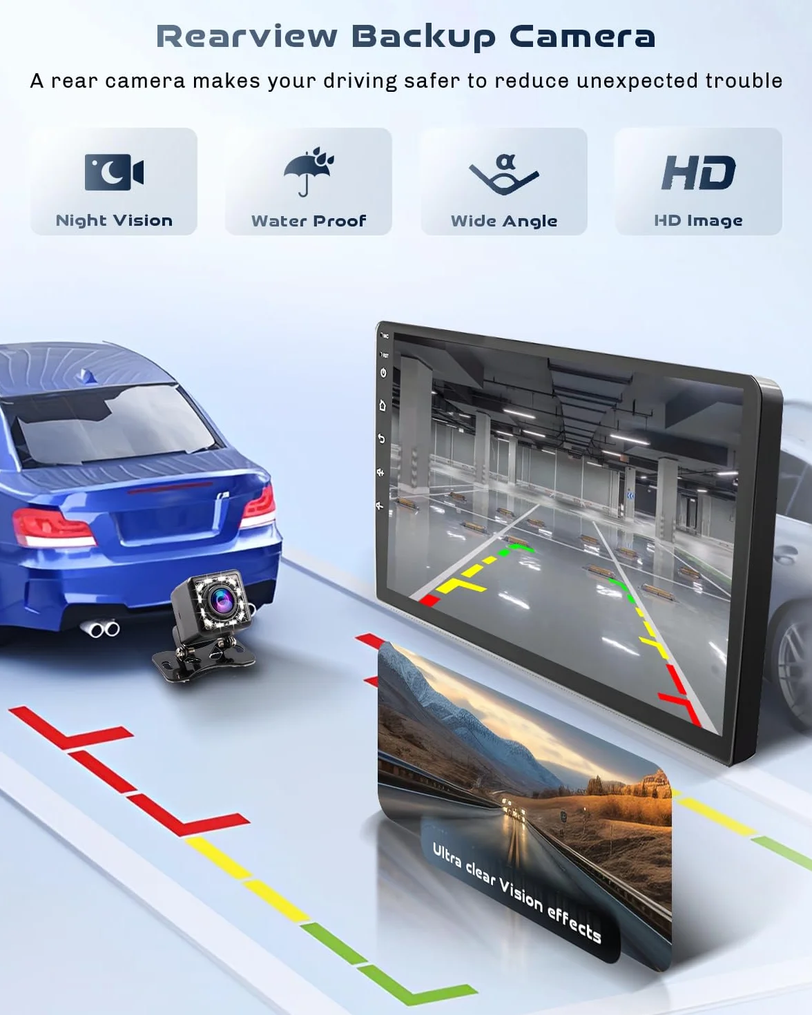 Roinvou Radio samochodowe do Ford Focus 1998-2005 Wireless CarPlay Android Auto MirrorLink, 9-calowy ekran dotykowy radia z Bluetooth EQ FM UI SWC Kamera cofania