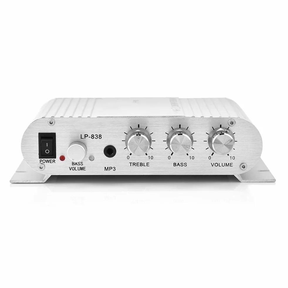2-kanałowy wzmacniacz basowy 12 V, 15 W, stereo, mały wzmacniacz, do samochodu, domu, audio, wzmacniacz mocy cyfrowy (biały)