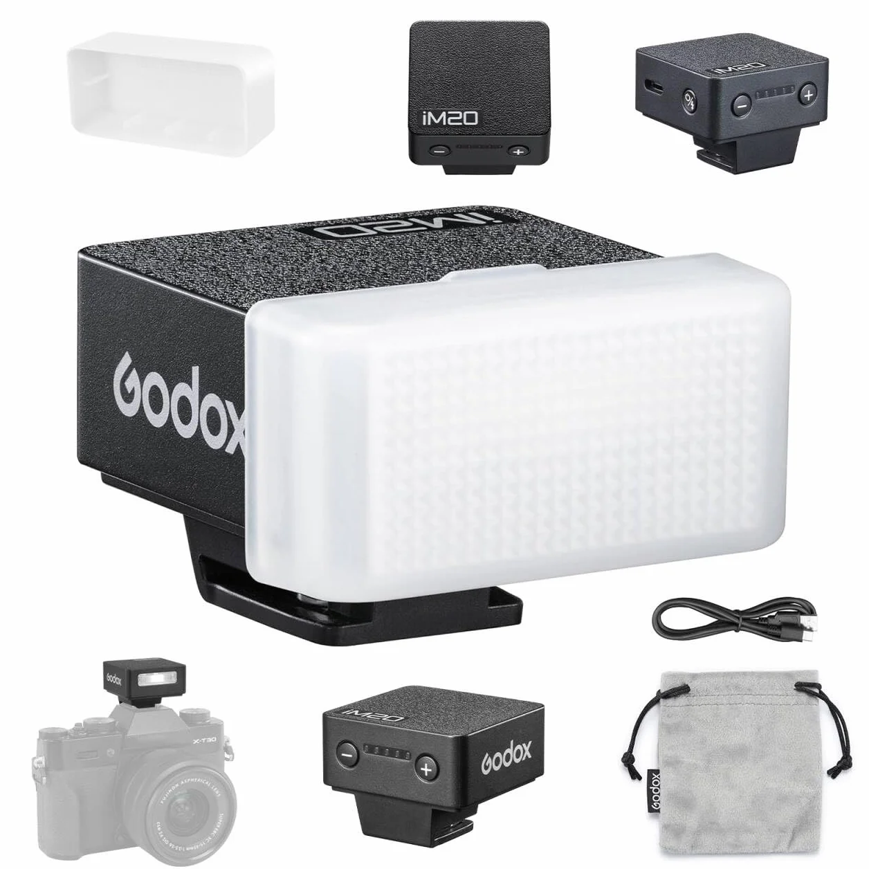 Godox iM20 Mini flash Speedlite - 470 mAh/Type-C Charge/440 Full Power Flash/3s Recycle Times/5 poziomów zasilania