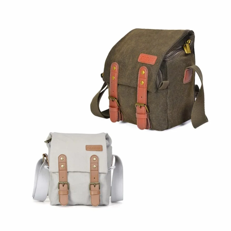 Retro szara płócienna torba na ramię wodoodporna antykradzieżowa torba na ramię 2 sposoby użytkowania outdoorowej torby crossbody lub torby na aparat fotograficzny Panasonic Lumix DMC-GH4 DMC-GH3 DMC-GH2 DMC-GH1 lustrzany aparat, szary, Torba na ramię
