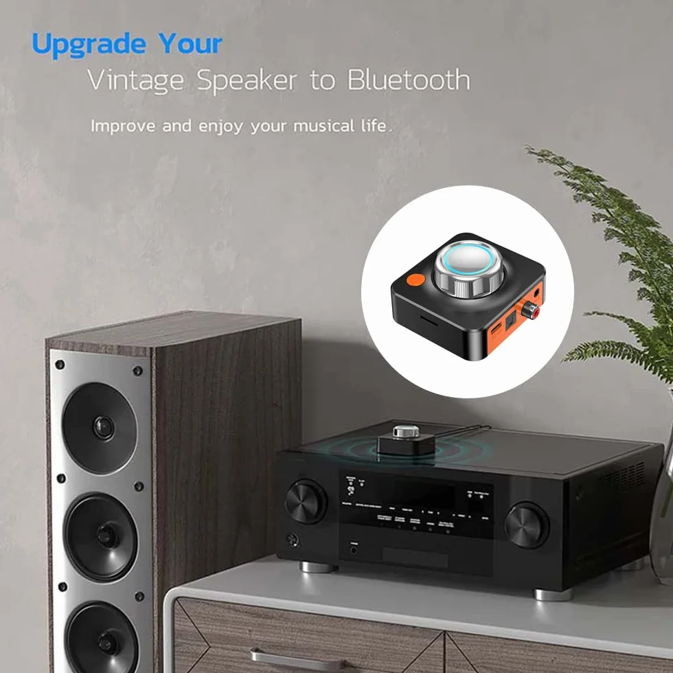 Baceyong Odbiornik Bluetooth 5.1, karta stereo 3D TF RCA 3,5 mm / 0,14 cala AUX Jack bezprzewodowy adapter, do wzmacniacza głośnika, cyfrowego zestawu audio samochodowego