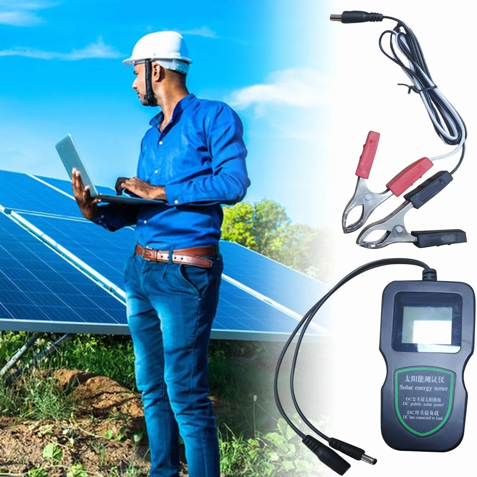 Tester modułu solarnego – ręczne urządzenie do pomiaru energii słonecznej, przenośny tester modułu solarnego do użytku na zewnątrz, ogrodu, rolnictwa, samochodu, lotnictwa, badań