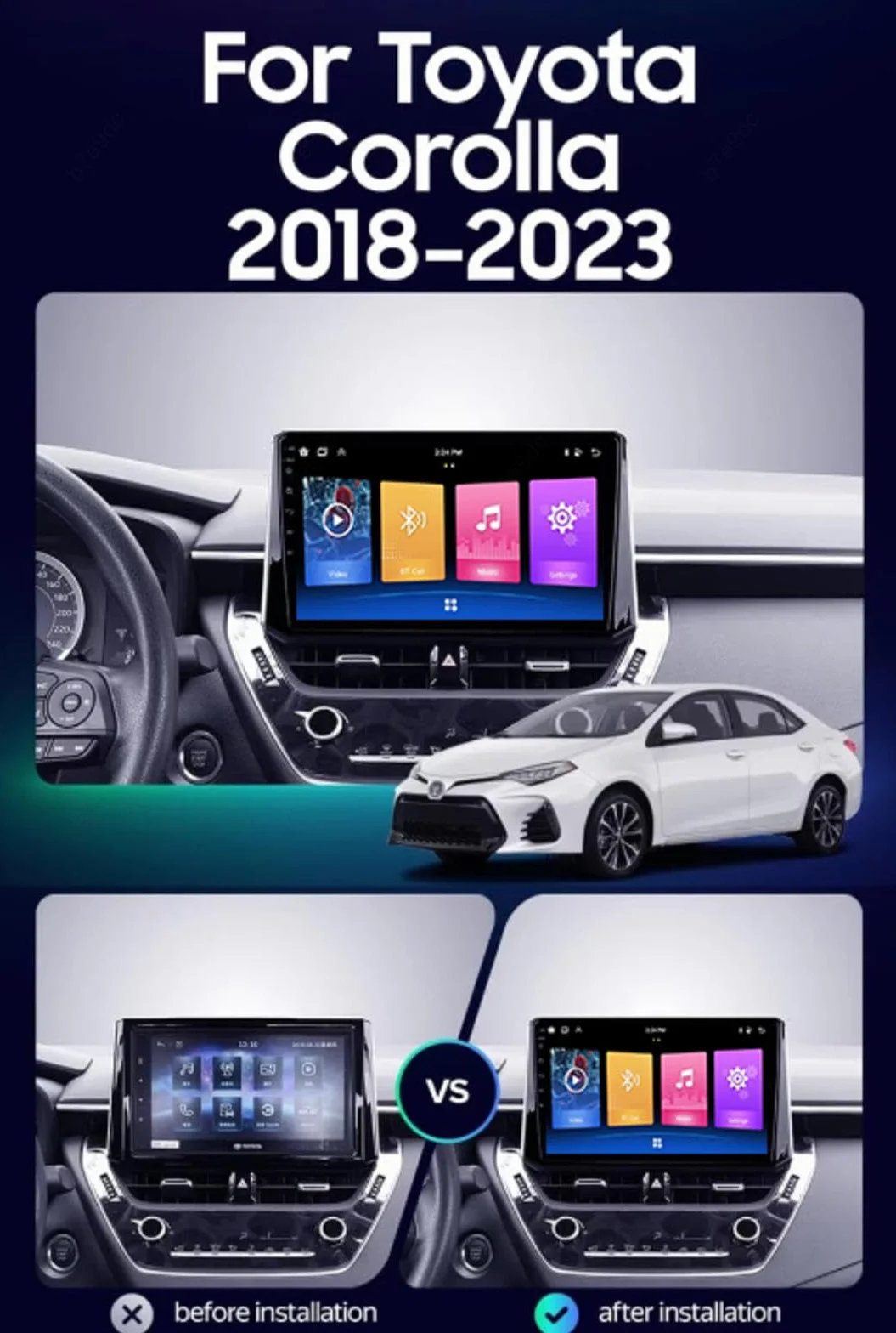Android 15 Car Stereo 9" Samochód Dla Toyota Corolla 12 E210 XP210 2018-2023,M104