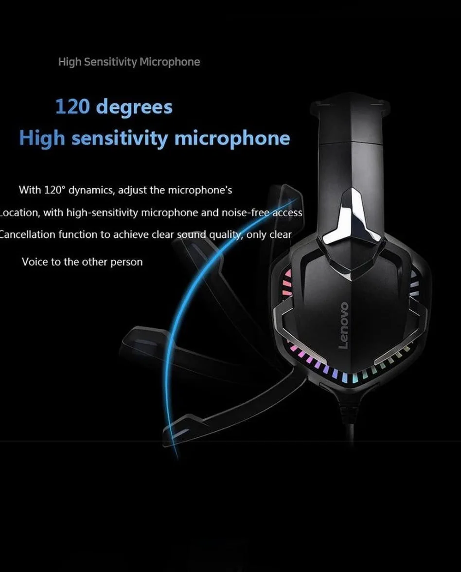 Lenovo Zestaw słuchawkowy do gier HS15 3D Stereo z regulowanym mikrofonem i efektem LED RGB