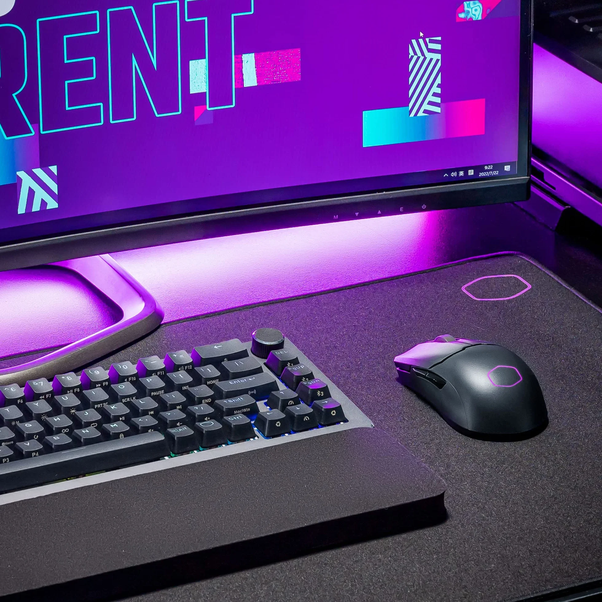 Cooler Master MM712 RGB LED Hybrydowa Bezprzewodowa Mysz do Gier 59g - Sensor Optyczny 19K DPI PAW3370, Przełączniki Optyczne 70mln Kliknięć, System On-The-Fly, MasterPlus+ (38K DPI, tylko PC); Czarna