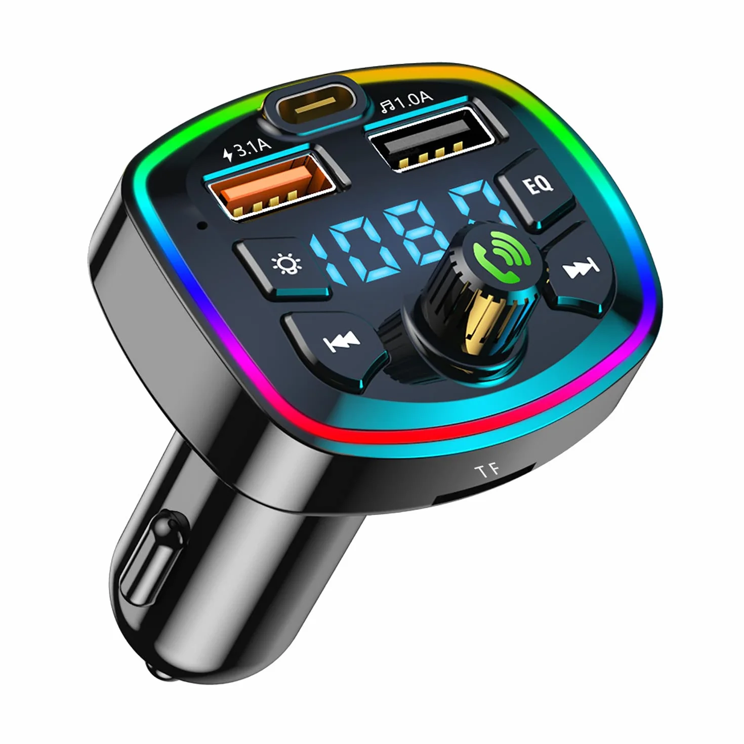 akcesoria samochodowe aux bluetooth samochodowy nadajnik FM, samochód zestaw głośnomówiący Bluetooth gadżety samochodowe, odtwarzacz ładowarki samochodowej z 3portami USB obsługa pamięci USB TFCard