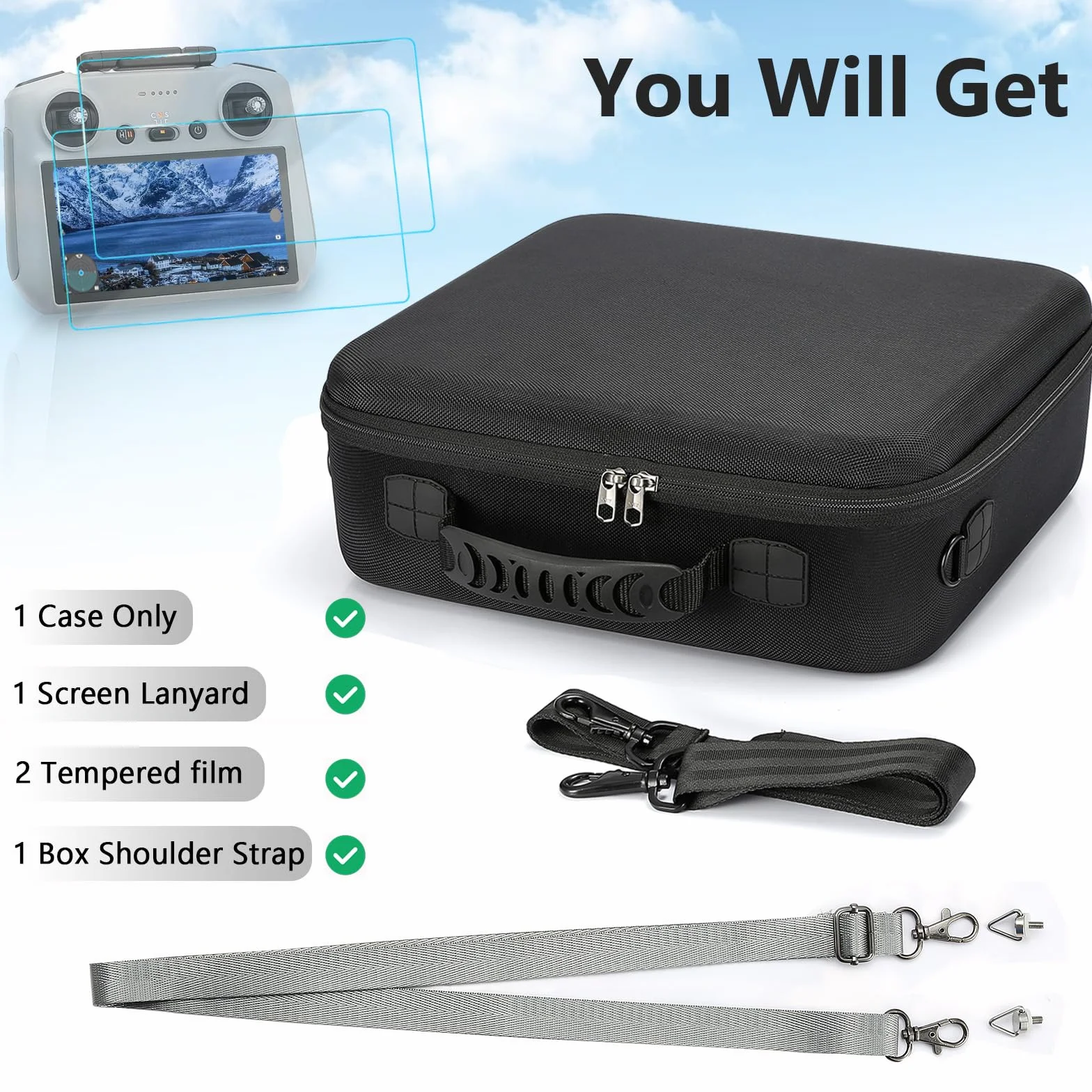 RAIACE Hard Travel Carrying Case kompatybilne z DJI Air3, DJI RC 2/ DJI RC-N2 i ich akcesoriami. (tylko walizka), czarny
