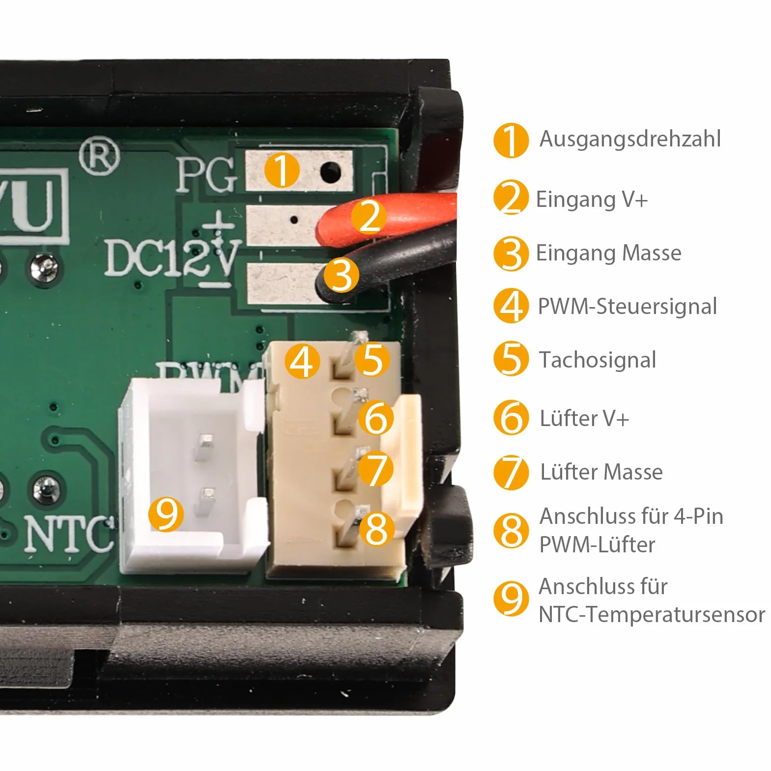 DC 12 V PWM sterowanie wentylatorem 4-pinowym z cyfrowym wyświetlaczem temperatury i prędkości obrotowej – sterowanie temperaturą wentylatora do 4-przewodowych wentylatorów PC – regulator