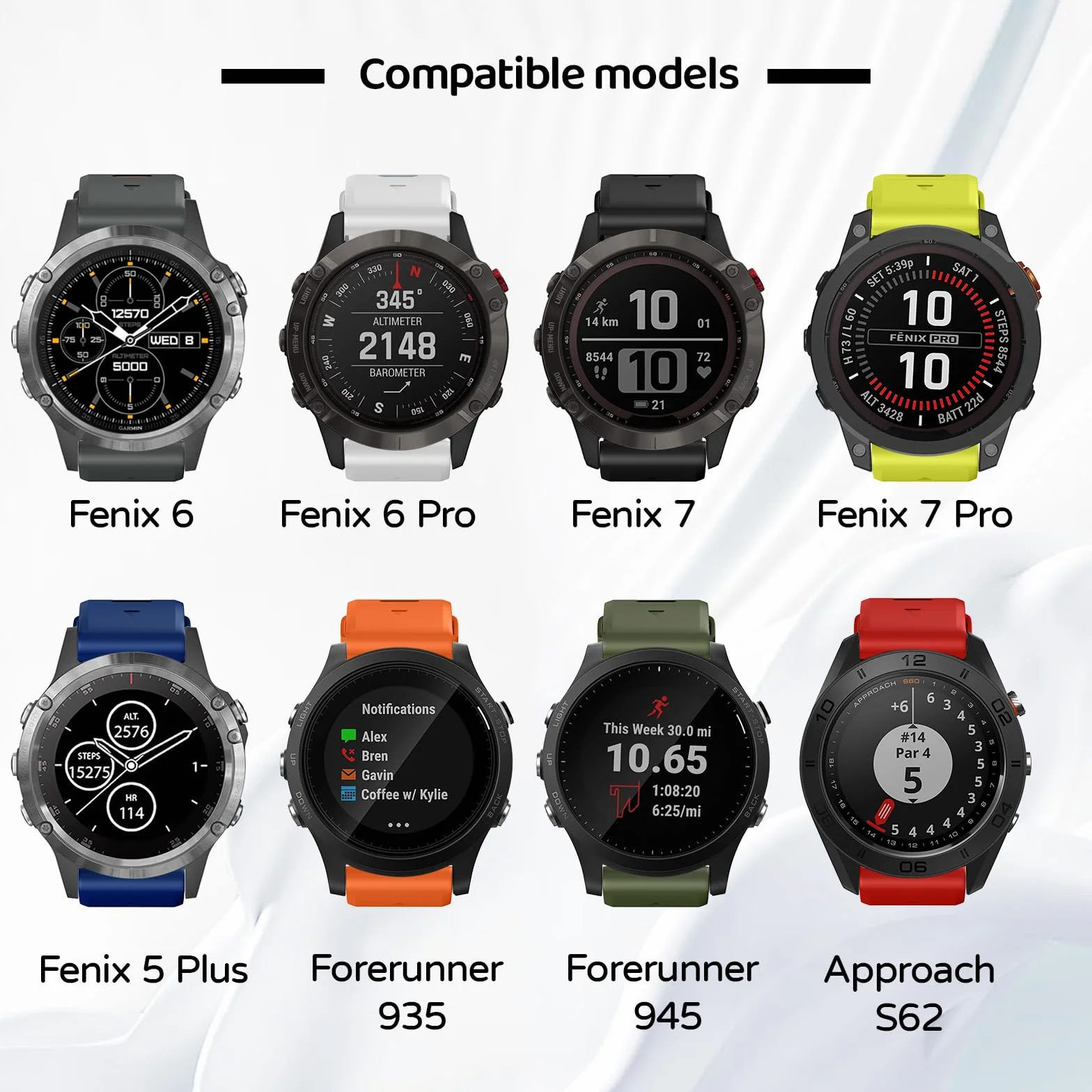 Pasek do zegarka Garmin Fenix 6 Pro/Fenix 6/Fenix 7/Fenix 7 Pro/Fenix 5/Epix Pro 47 mm, 22 mm silikonowe paski zamienne QuickFit