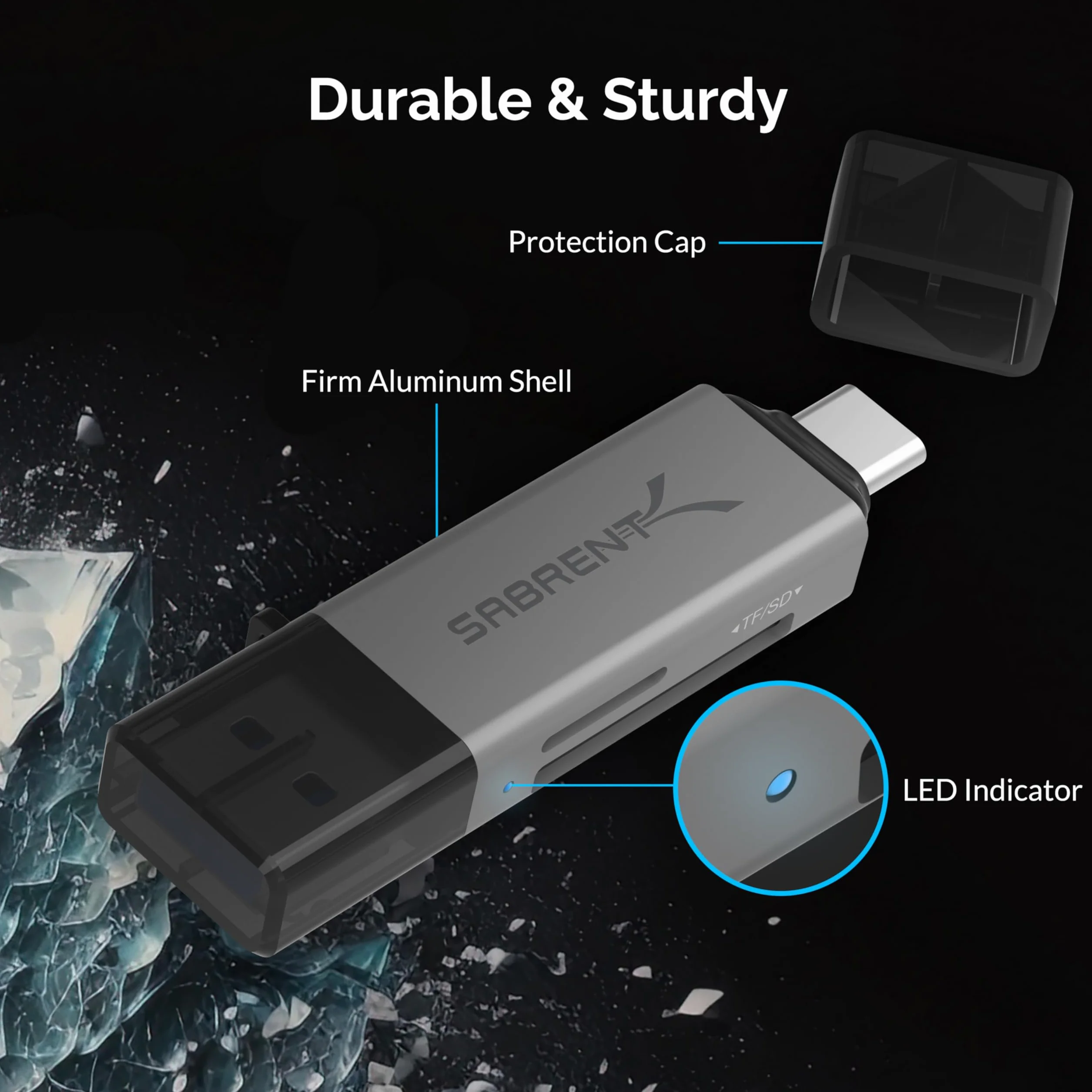 SABRENT SD, czytnik kart micro SD, adapter USB C+A, USB 3.2 Gen 1 do SD czytnik kart pamięci OTG do SDXC, SDHC, SD, MMC, RS-MMC, obsługa MacBooka, telefonów z systemem Android itp. (CR-BCA2)