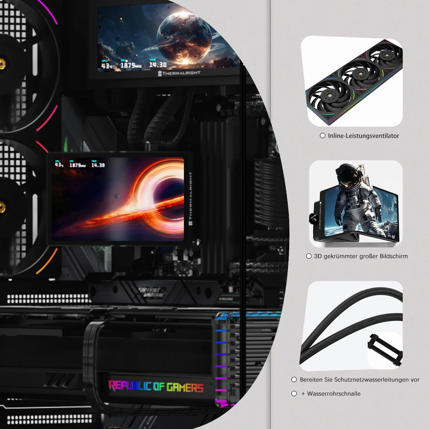 TR-Thermalright Levita Vision 360 UB ARGB Black chłodziarka cieczy do procesora, 6,67-calowy ekran 3D zakrzywiony o rozdzielczości 2400 x 1080 – magnetyczny, format obrazu 5,5:4,5, do AM5, LGA1851