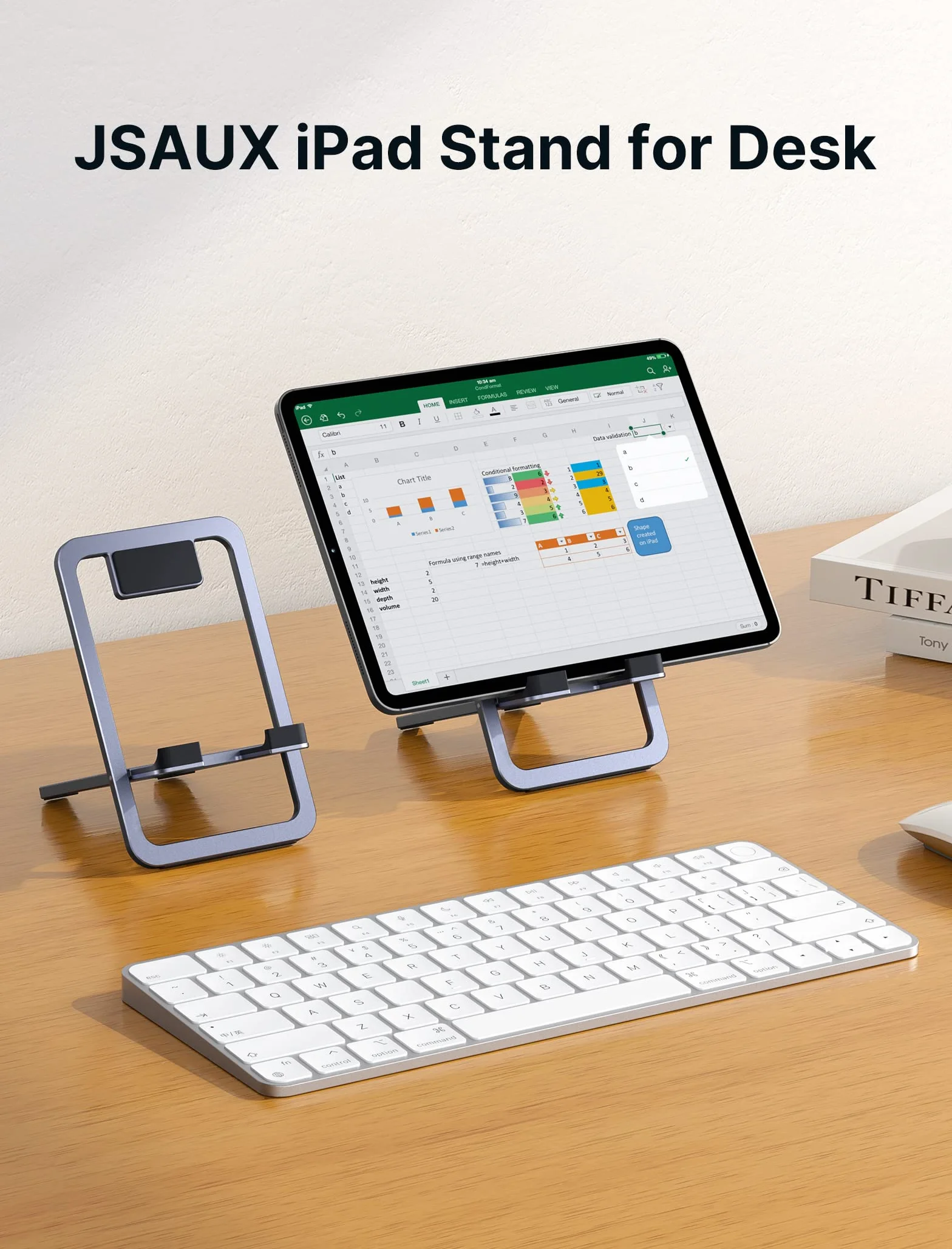 JSAUX Uniwersalny stojak na tablet, przenośny składany uchwyt na tablet na biurko kompatybilny z iPadem Mini, Samsung Galaxy Tab, Kindle, Steam Deck OLED, Switch, ROG Ally X, iPhone i innymi tabletami | Łatwy do przenoszenia, rama ze stopu, antypoślizgowa