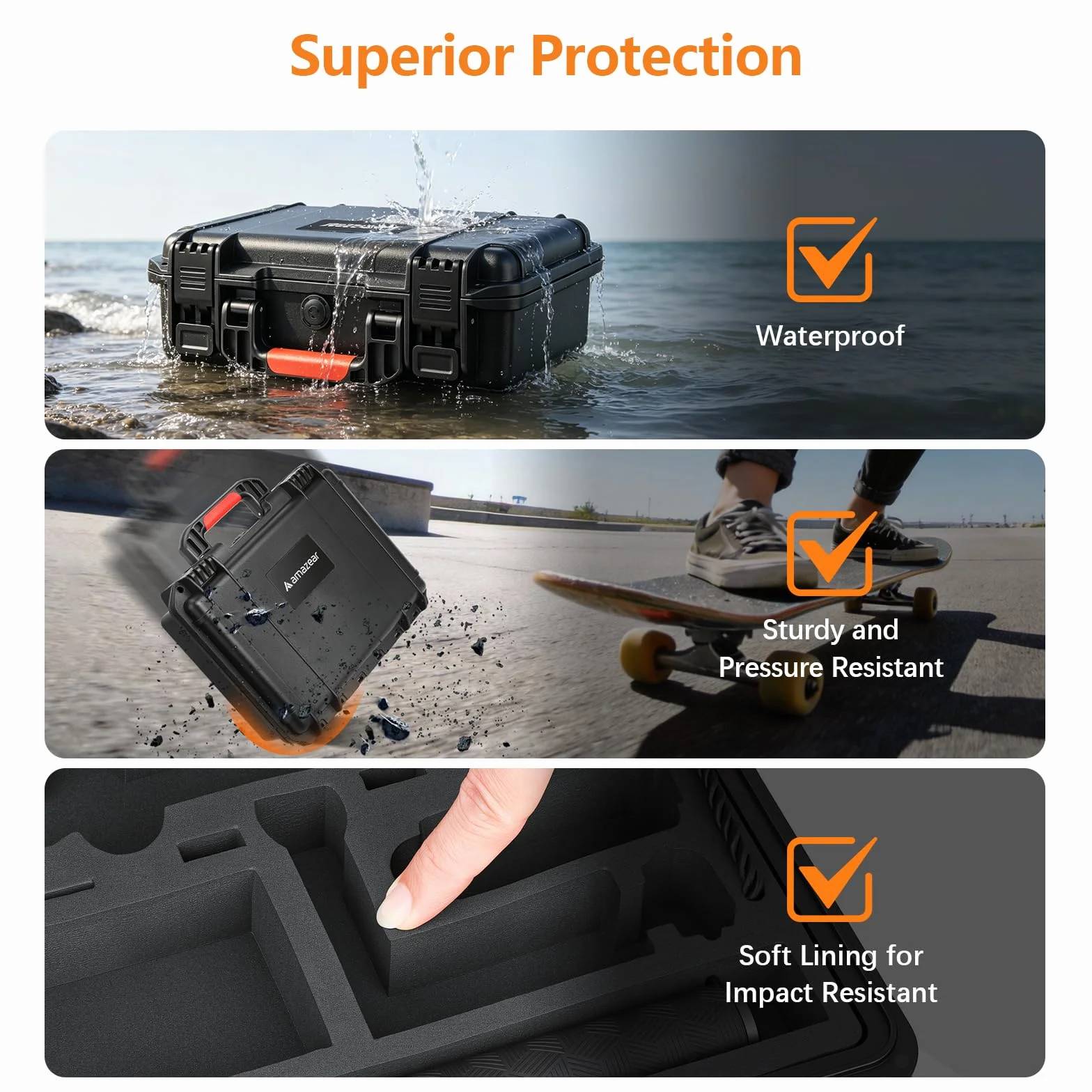 AMAZEAR Wodoszczelna walizka do DJI Osmo Pocket 4, akcesoria i aparat, etui ochronne o twardej obudowie, zaprojektowane specjalnie do Osmo Pocket4 Diving Combo Kit, z paskiem na rękę i karabińczykiem