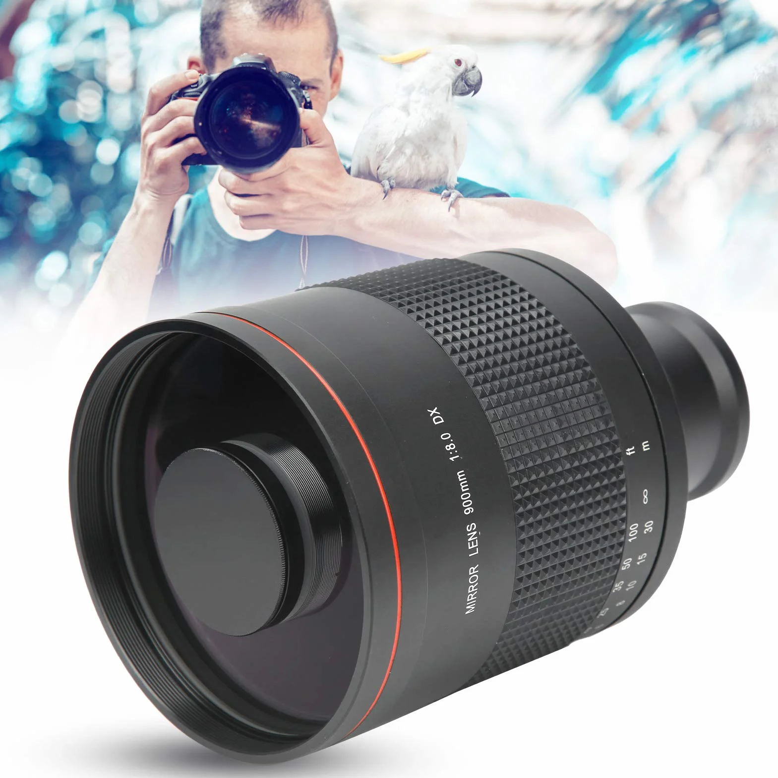 Teleobiektyw lustrzany, 900 mm F8.0 Ręczne ustawianie ostrości Teleobiektyw zmiennoogniskowy z pierścieniem adaptera do bezlusterkowego aparatu dla Sony NEX, do obserwacji ptaków krajobrazu