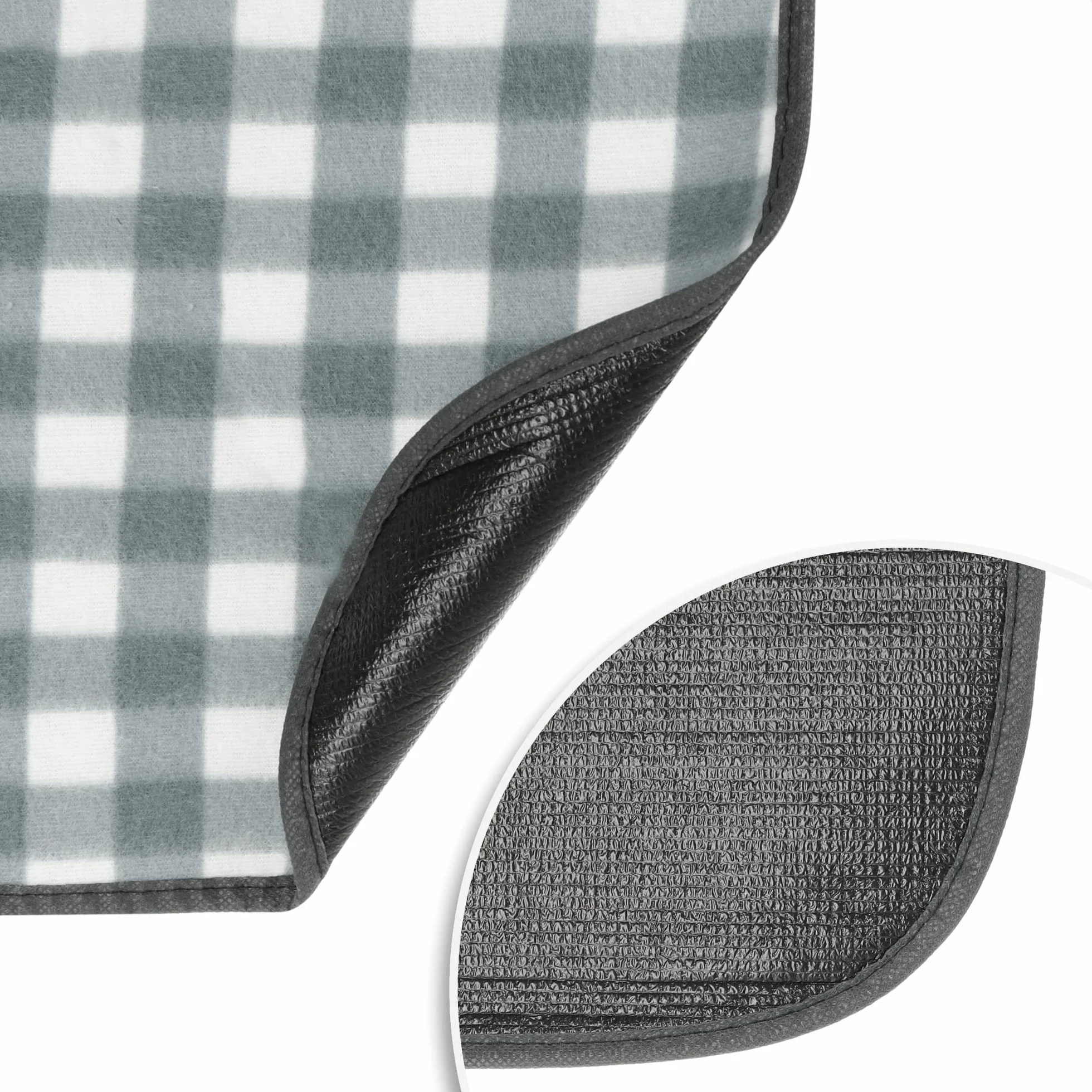COM-FOUR® Koc piknikowy z wodoodpornym spodem i uchwytem do przenoszenia - powlekany polarowy koc na zewnatrz - mata plazowa, koc do zabawy [wybór zmienia sie] (01 sztuka - ciemna kratka)