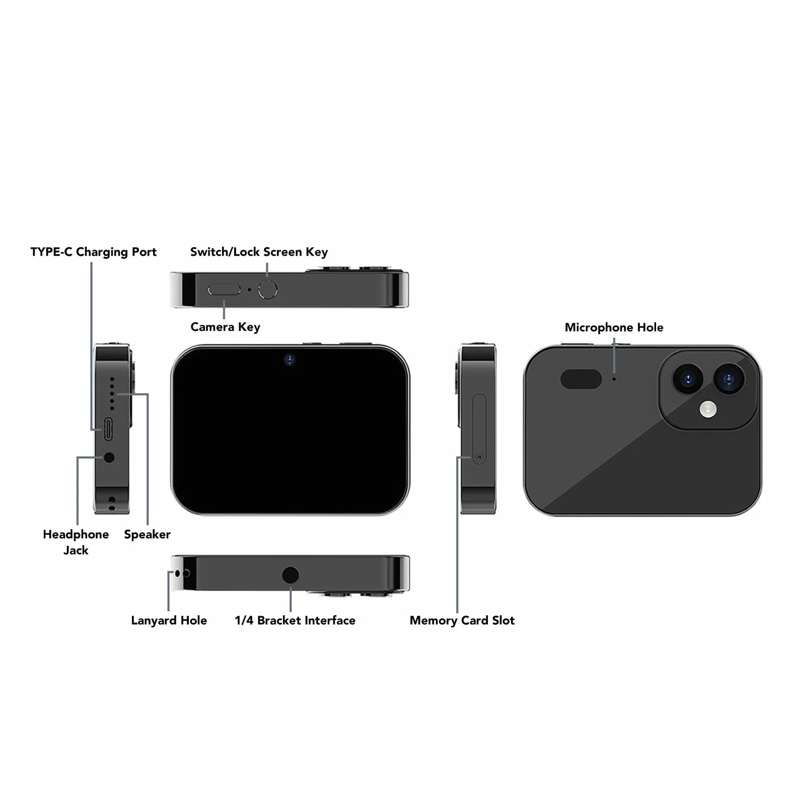Aparat cyfrowy 64 MP 4K, 10 x teleobiektyw, szeroki kąt 120 stopni, ekran dotykowy 3 cale, fotografia HD, 3600 mAh, obsługa transmisji na żywo, połączenie OTG, odtwarzanie muzyki (czarny)